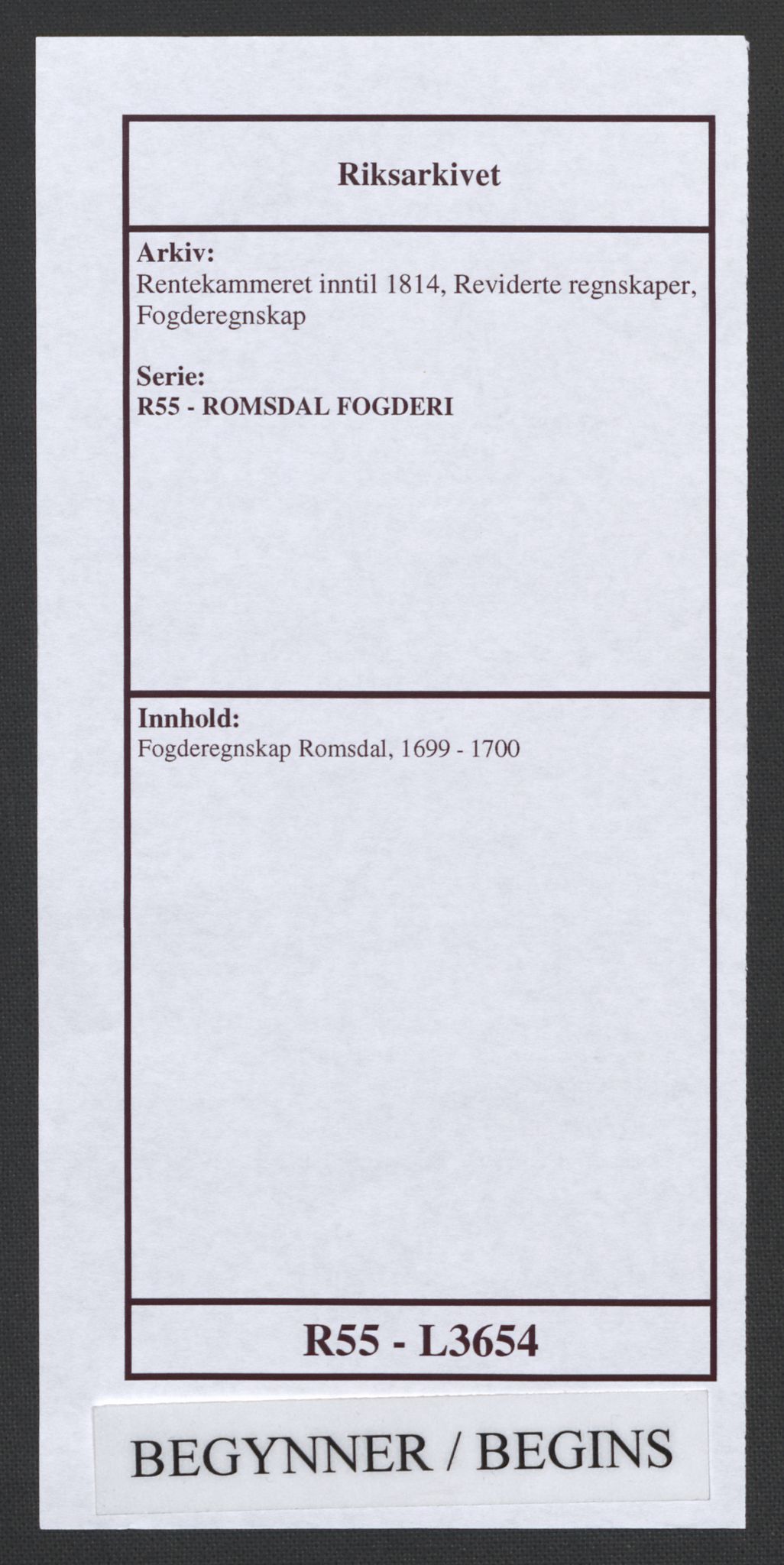 Rentekammeret inntil 1814, Reviderte regnskaper, Fogderegnskap, RA/EA-4092/R55/L3654: Fogderegnskap Romsdal, 1699-1700, p. 1