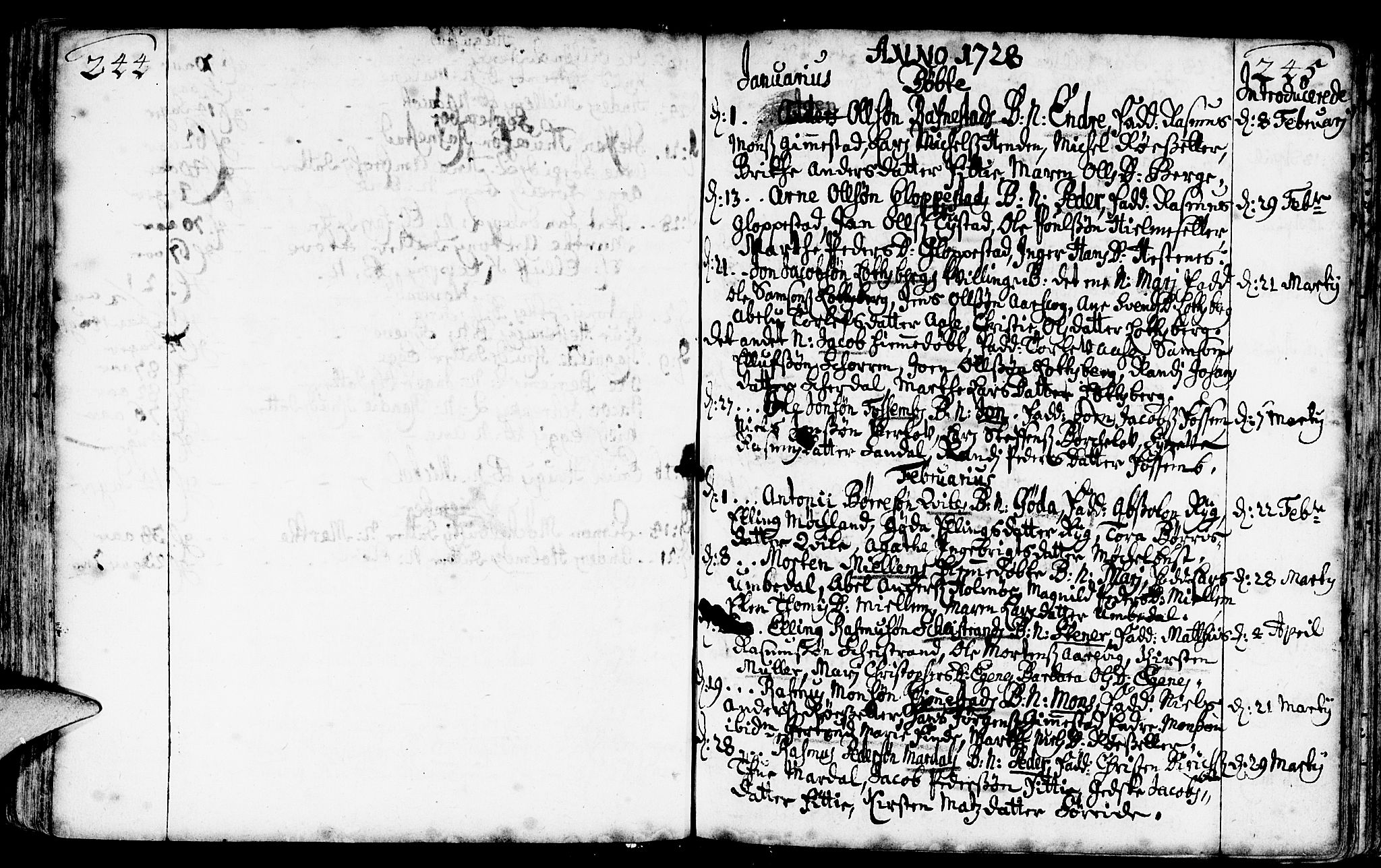 Gloppen sokneprestembete, AV/SAB-A-80101/H/Haa/Haaa/L0002: Parish register (official) no. A 2, 1712-1735, p. 244-245