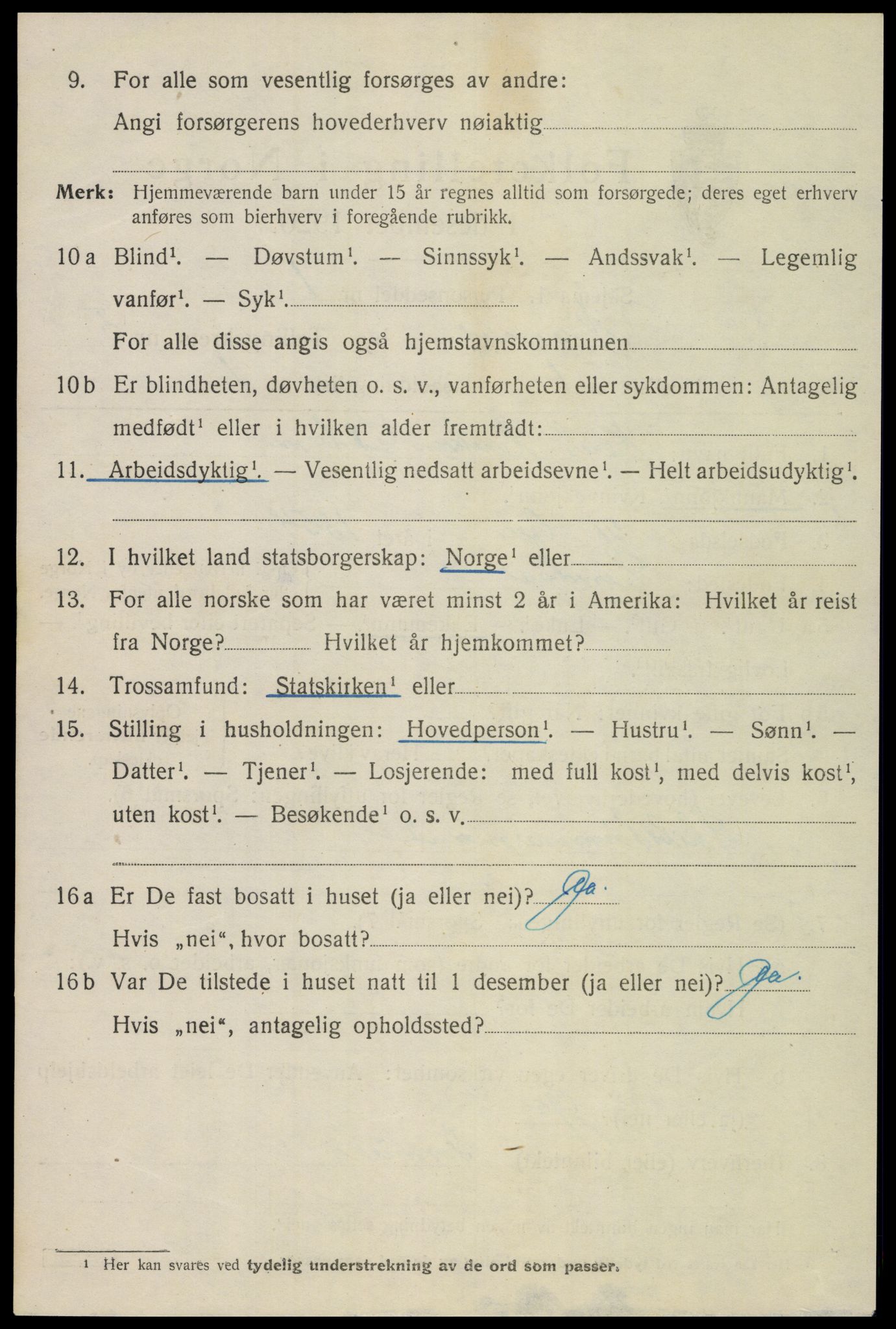 SAT, 1920 census for Namsos, 1920, p. 5646