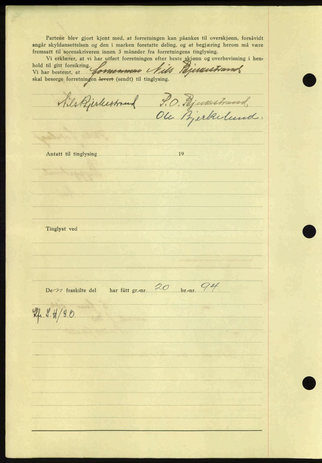 Nordmøre sorenskriveri, SAT/A-4132/1/2/2Ca: Mortgage book no. A90, 1941-1941, Diary no: : 1111/1941