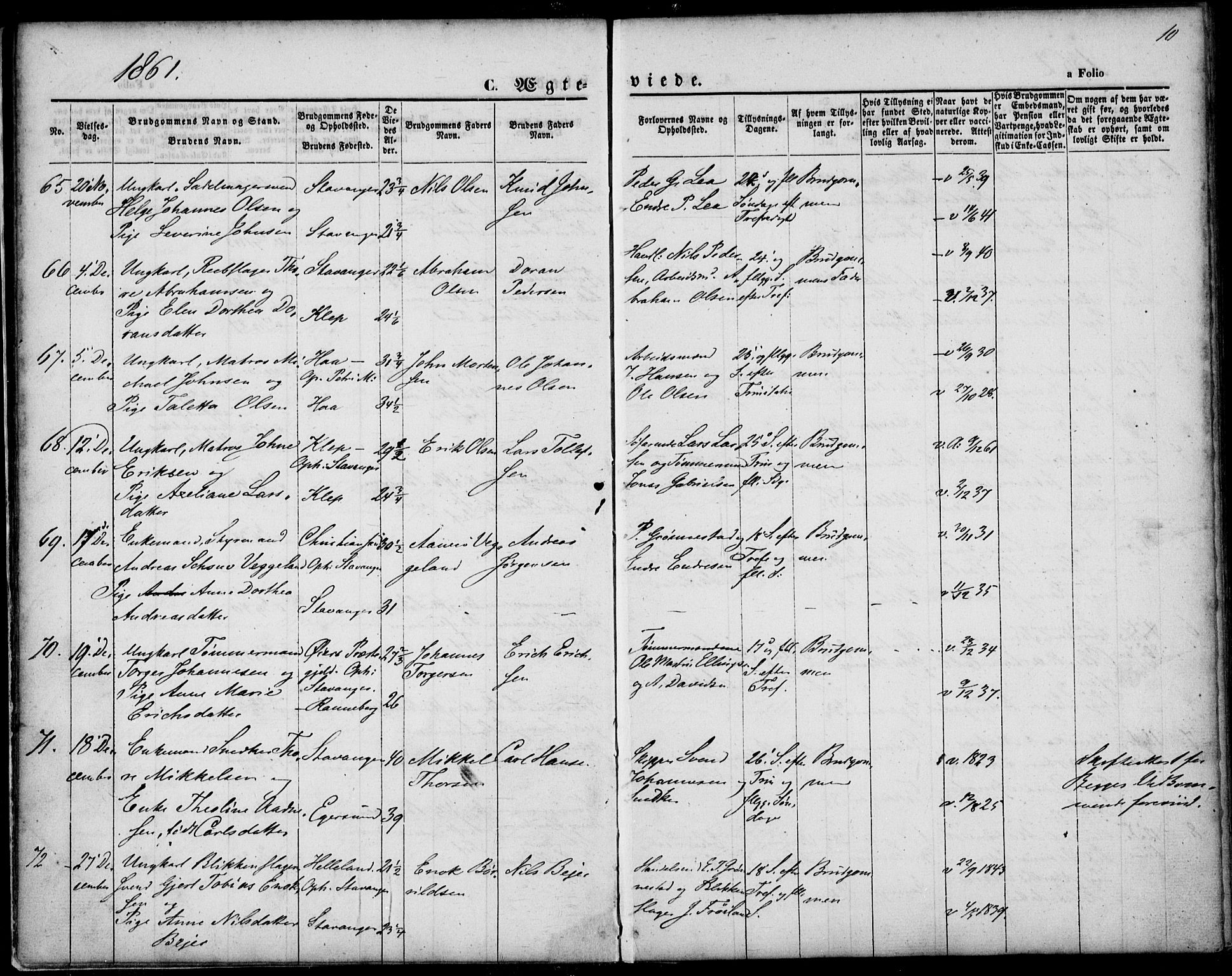 St. Petri sokneprestkontor, AV/SAST-A-101813/001/30/30BA/L0002: Parish register (official) no. A 2, 1861-1869, p. 10