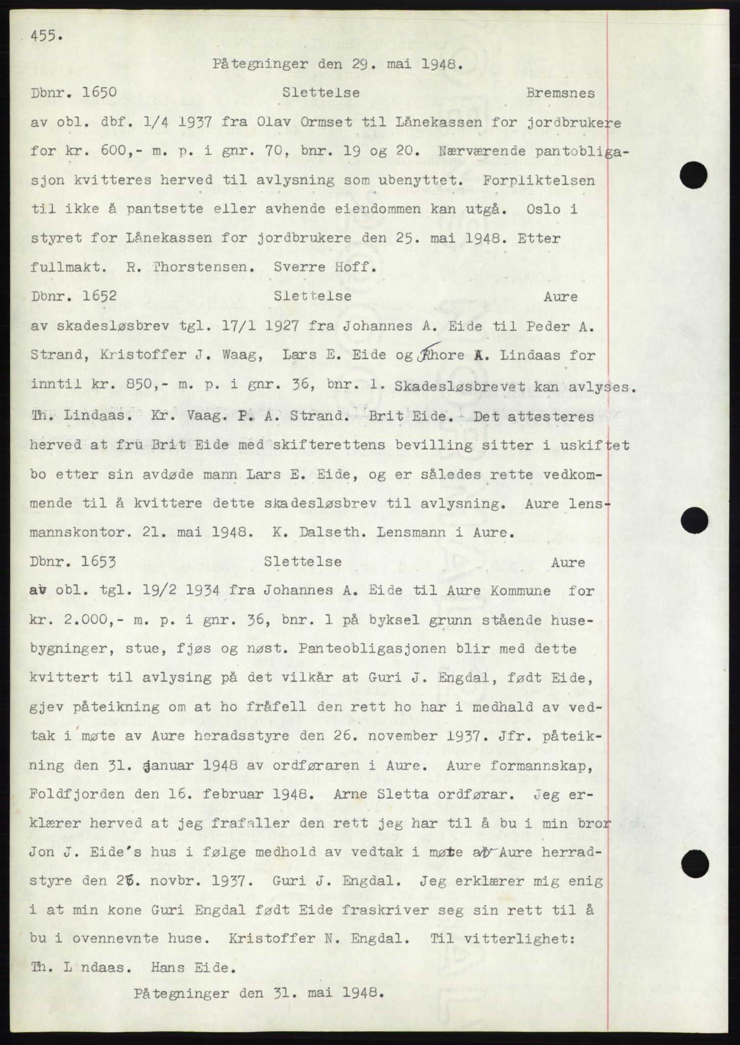 Nordmøre sorenskriveri, SAT/A-4132/1/2/2Ca: Mortgage book no. C82b, 1946-1951, Diary no: : 1650/1948