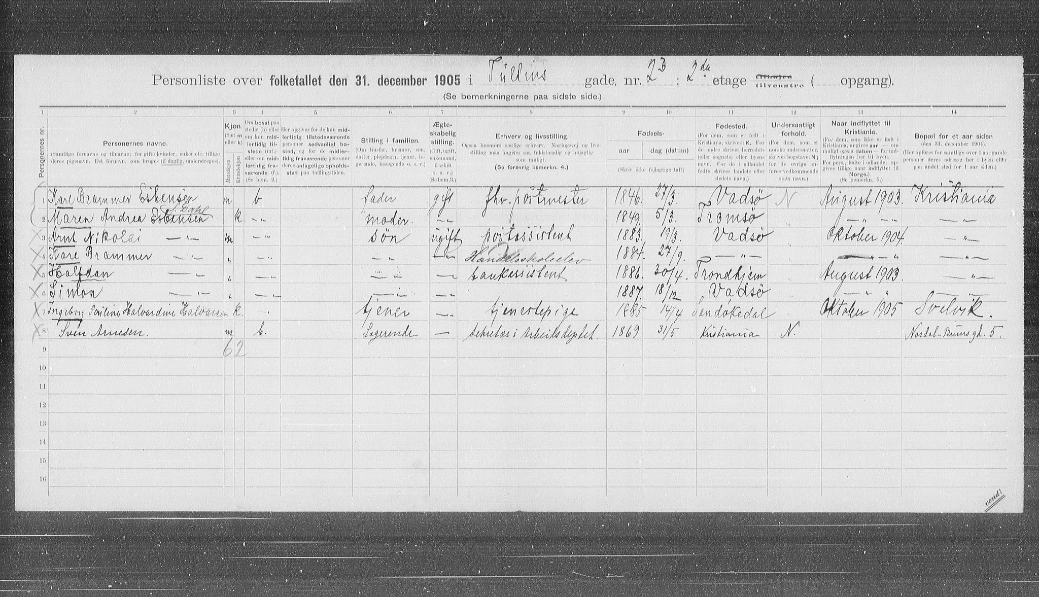 OBA, Municipal Census 1905 for Kristiania, 1905, p. 61631