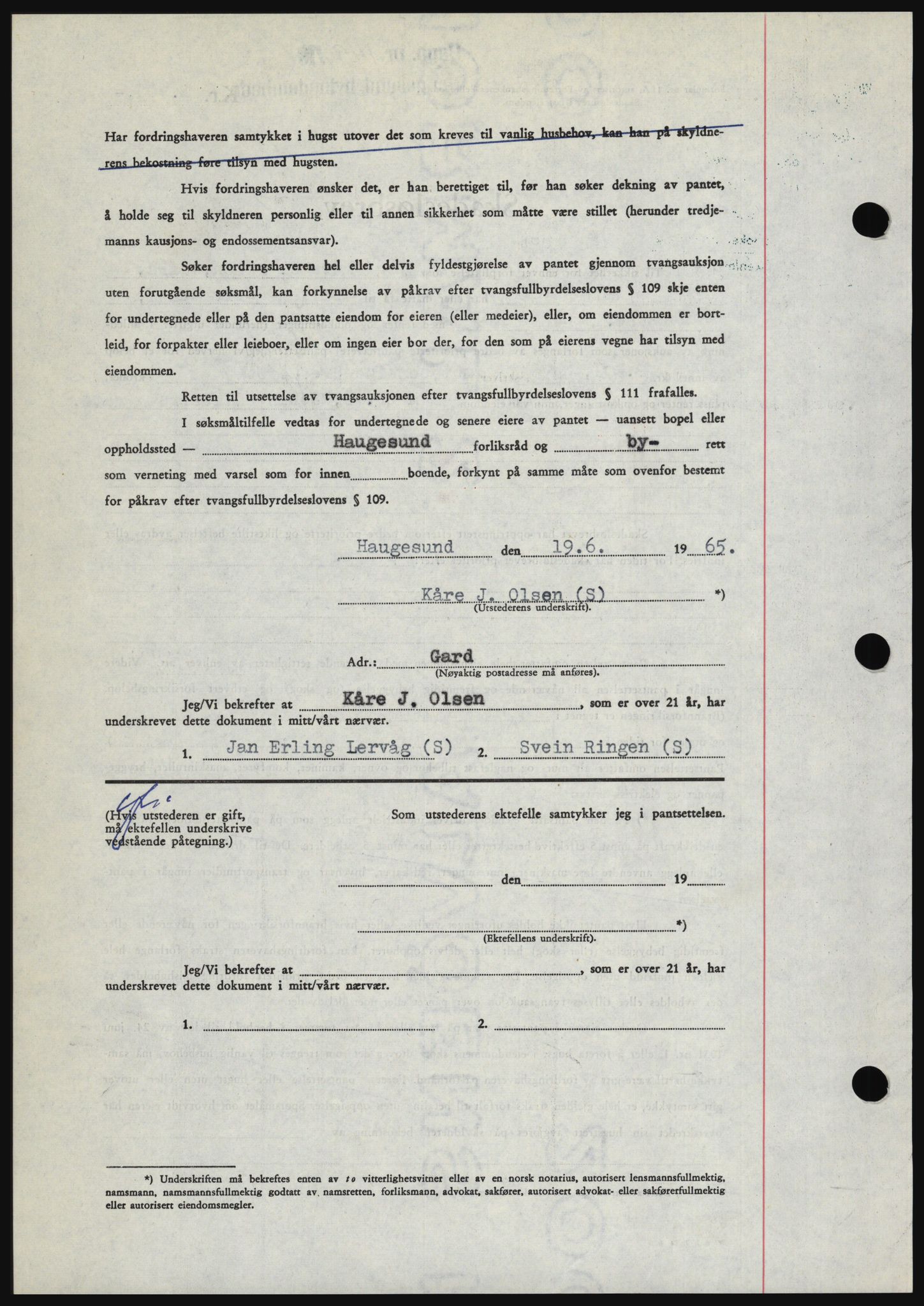 Haugesund tingrett, SAST/A-101415/01/II/IIC/L0053: Mortgage book no. B 53, 1965-1965, Diary no: : 1497/1965