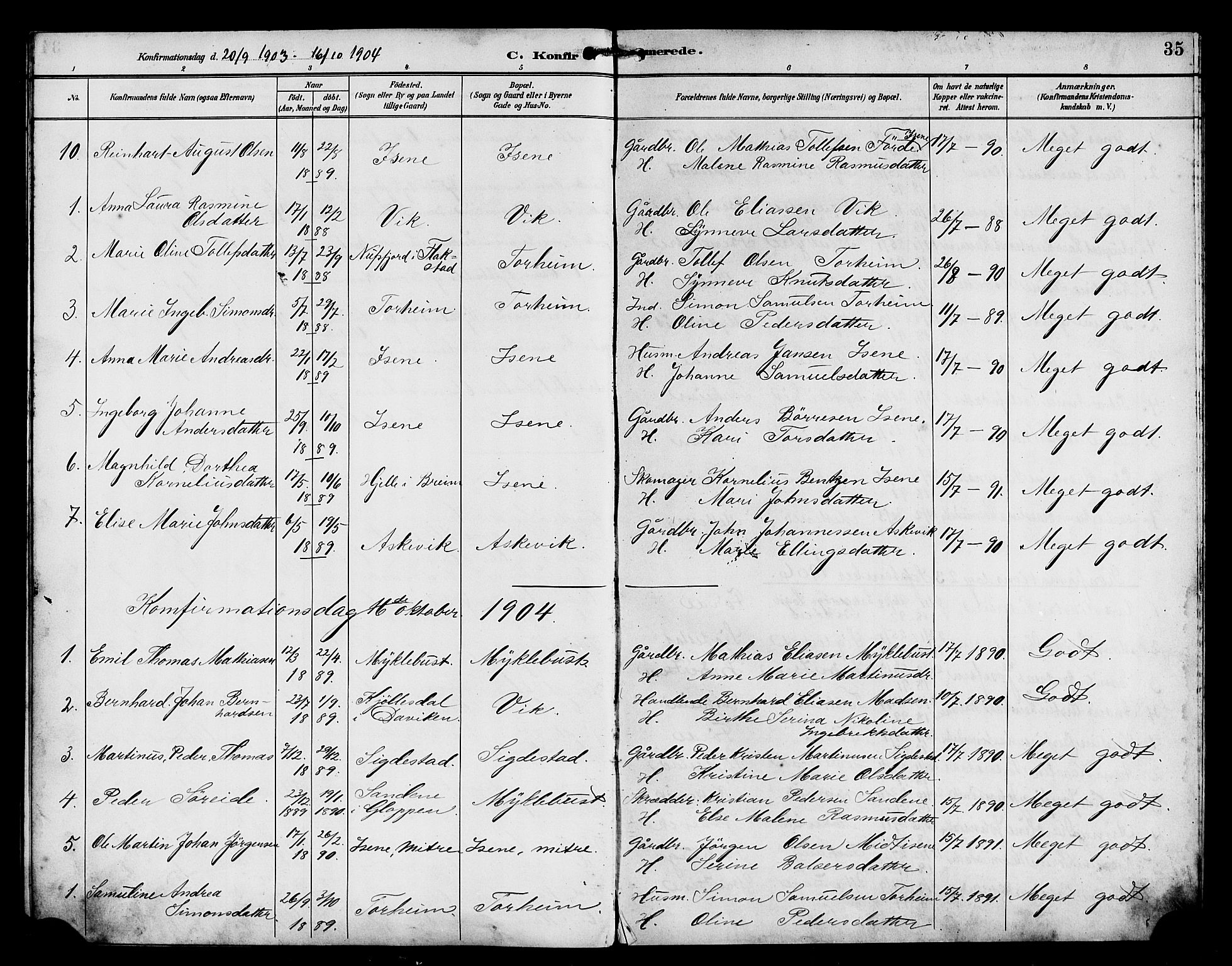 Davik sokneprestembete, AV/SAB-A-79701/H/Hab/Habd/L0002: Parish register (copy) no. D 2, 1890-1919, p. 35