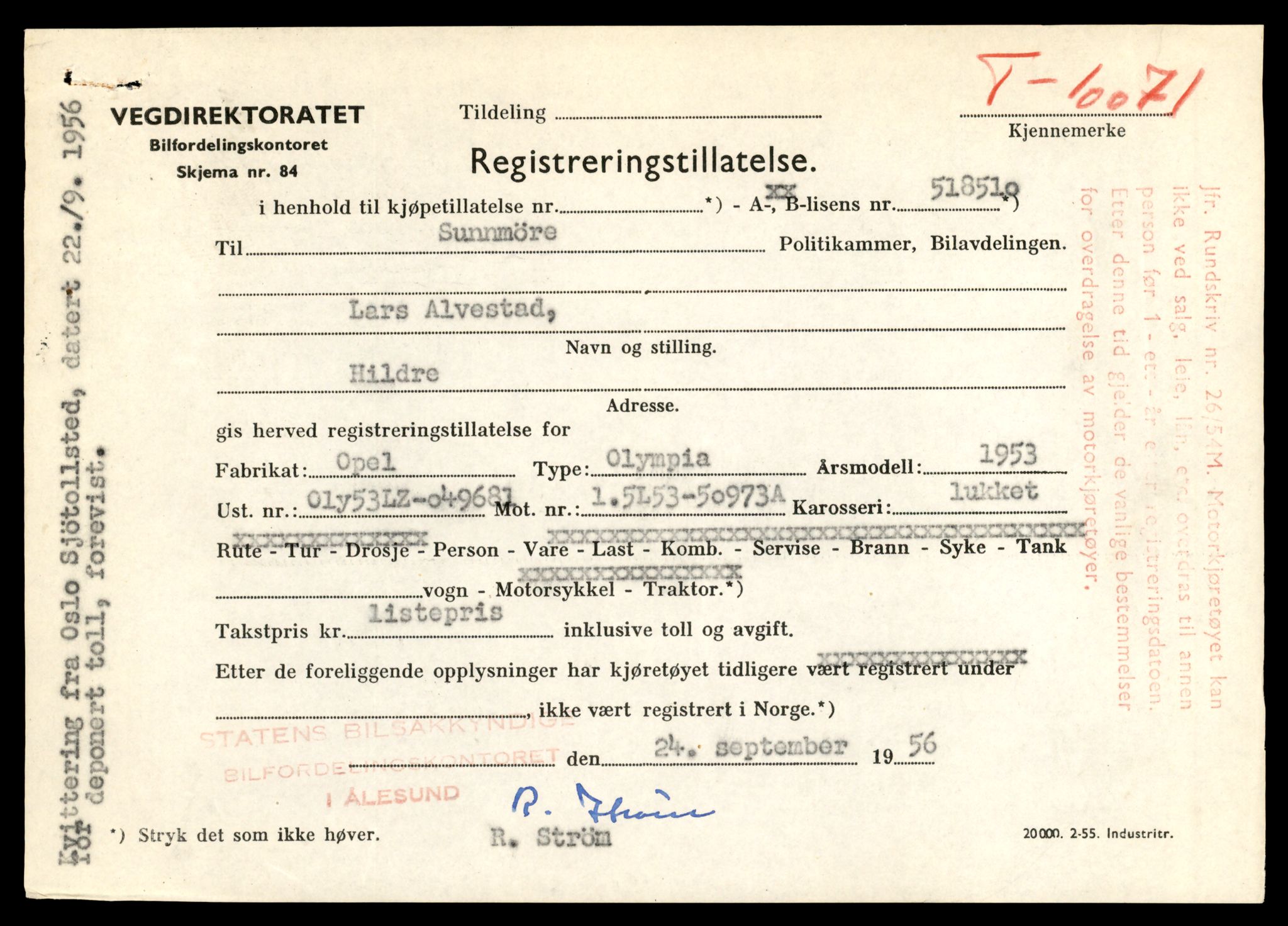 Møre og Romsdal vegkontor - Ålesund trafikkstasjon, AV/SAT-A-4099/F/Fe/L0017: Registreringskort for kjøretøy T 1985 - T 10090, 1927-1998, p. 2773