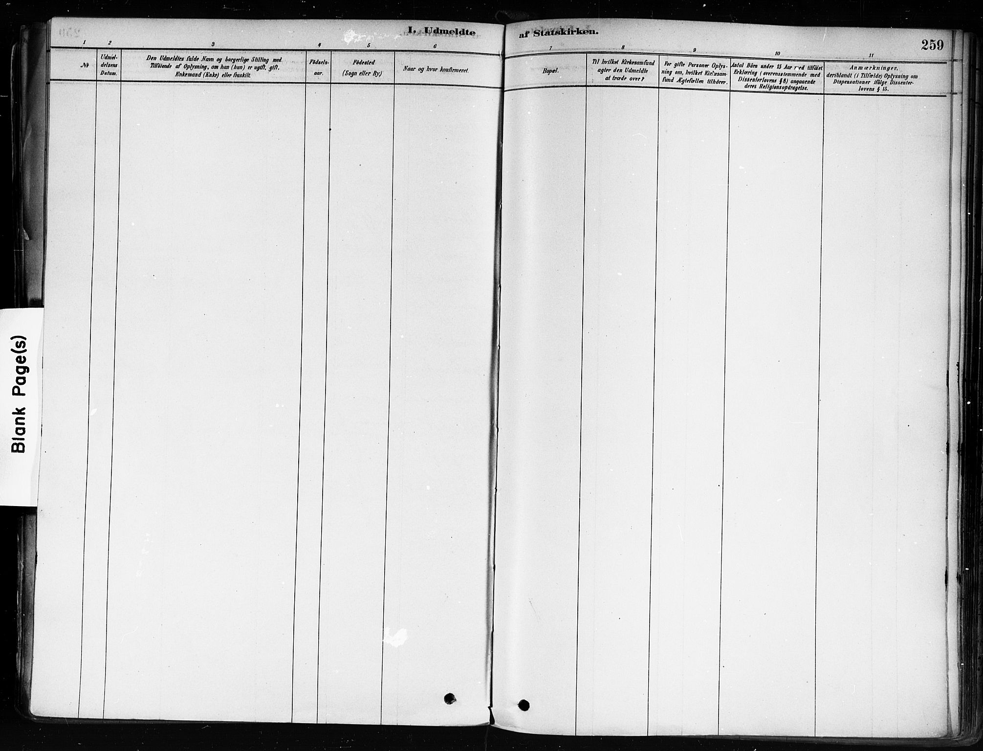 Strømsø kirkebøker, AV/SAKO-A-246/F/Fa/L0022: Parish register (official) no. I 22, 1879-1899, p. 259