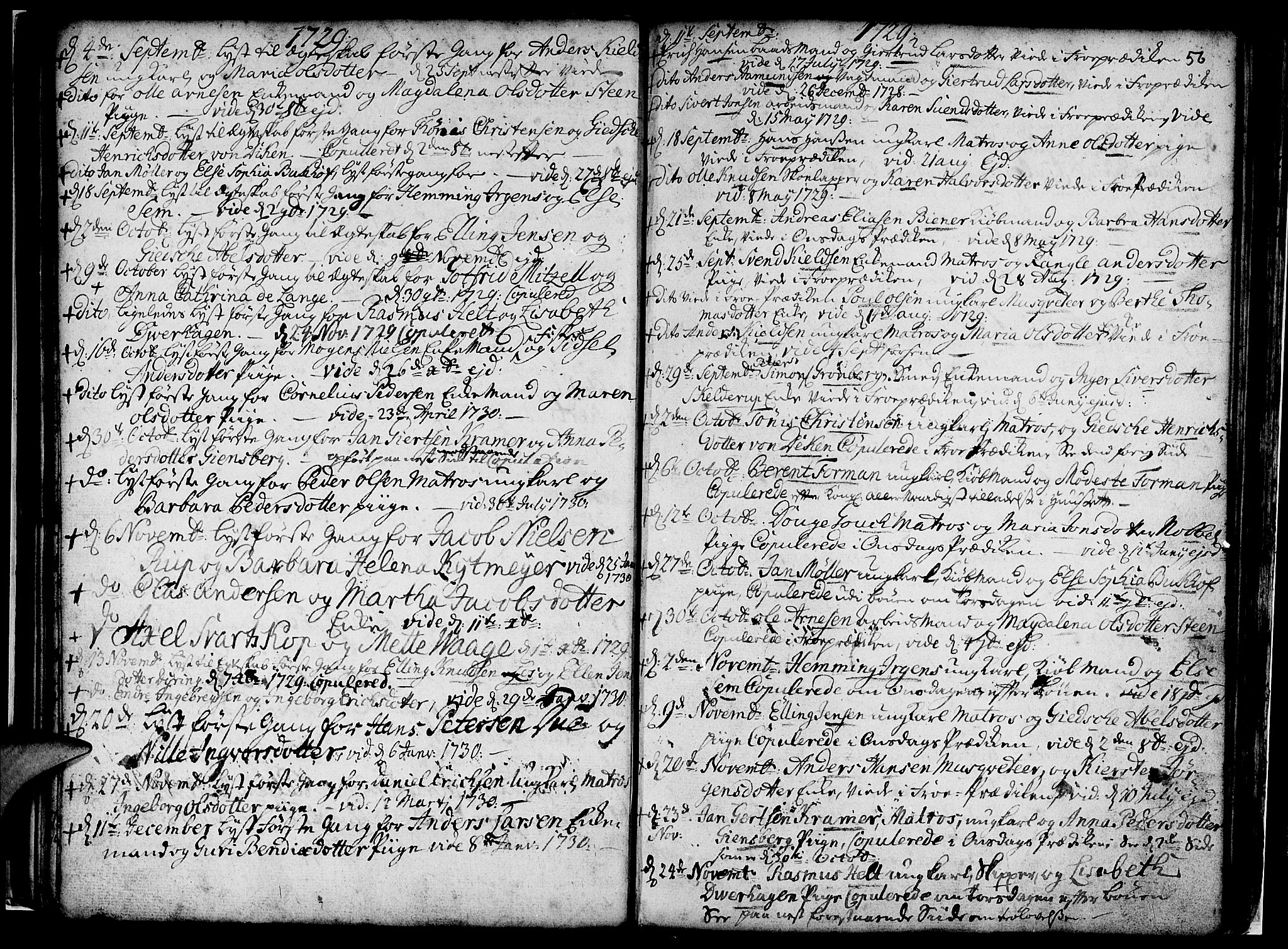 Nykirken Sokneprestembete, AV/SAB-A-77101/H/Haa/L0007: Parish register (official) no. A 7, 1719-1781, p. 56