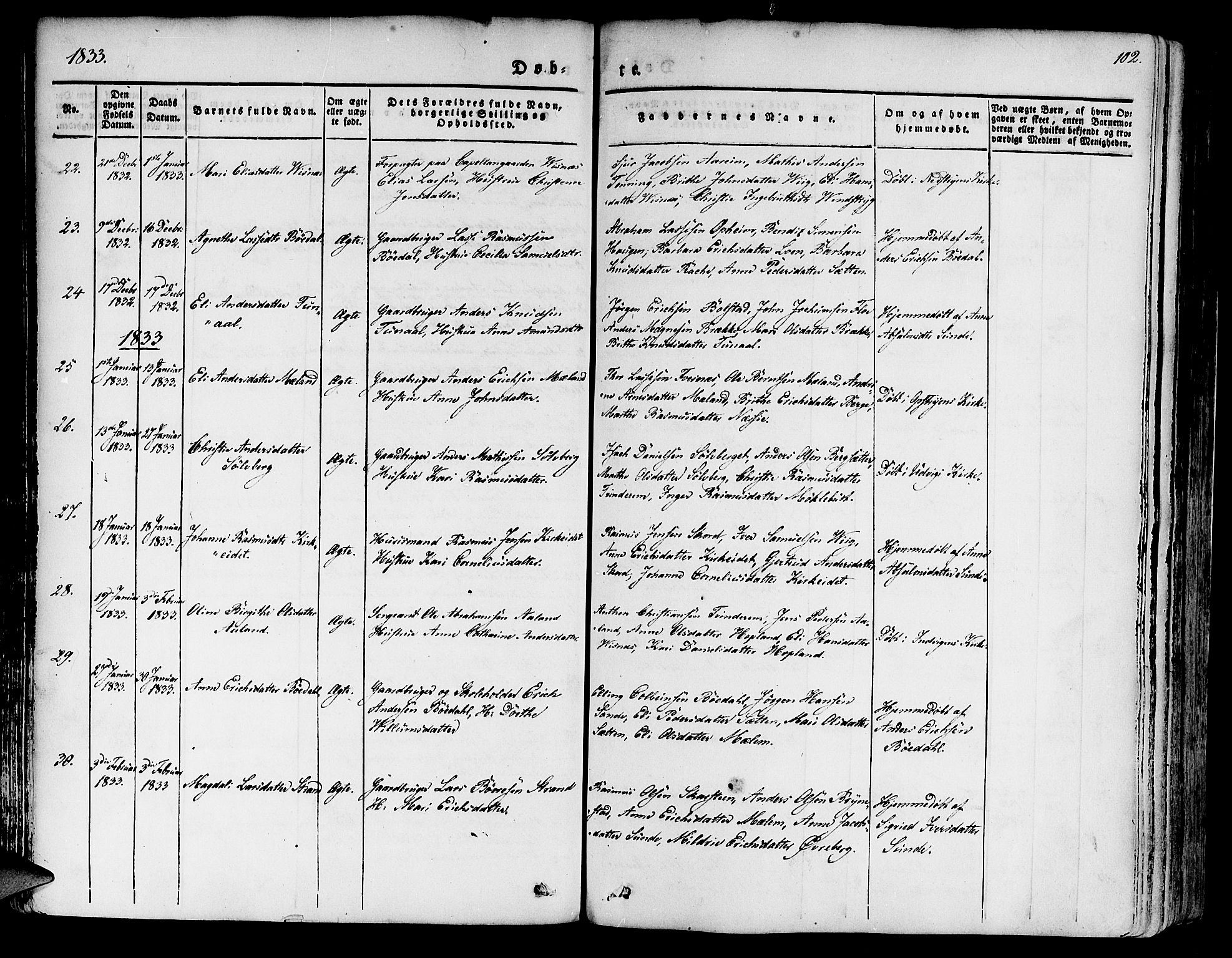 Innvik sokneprestembete, SAB/A-80501: Parish register (official) no. A 4I, 1831-1846, p. 102