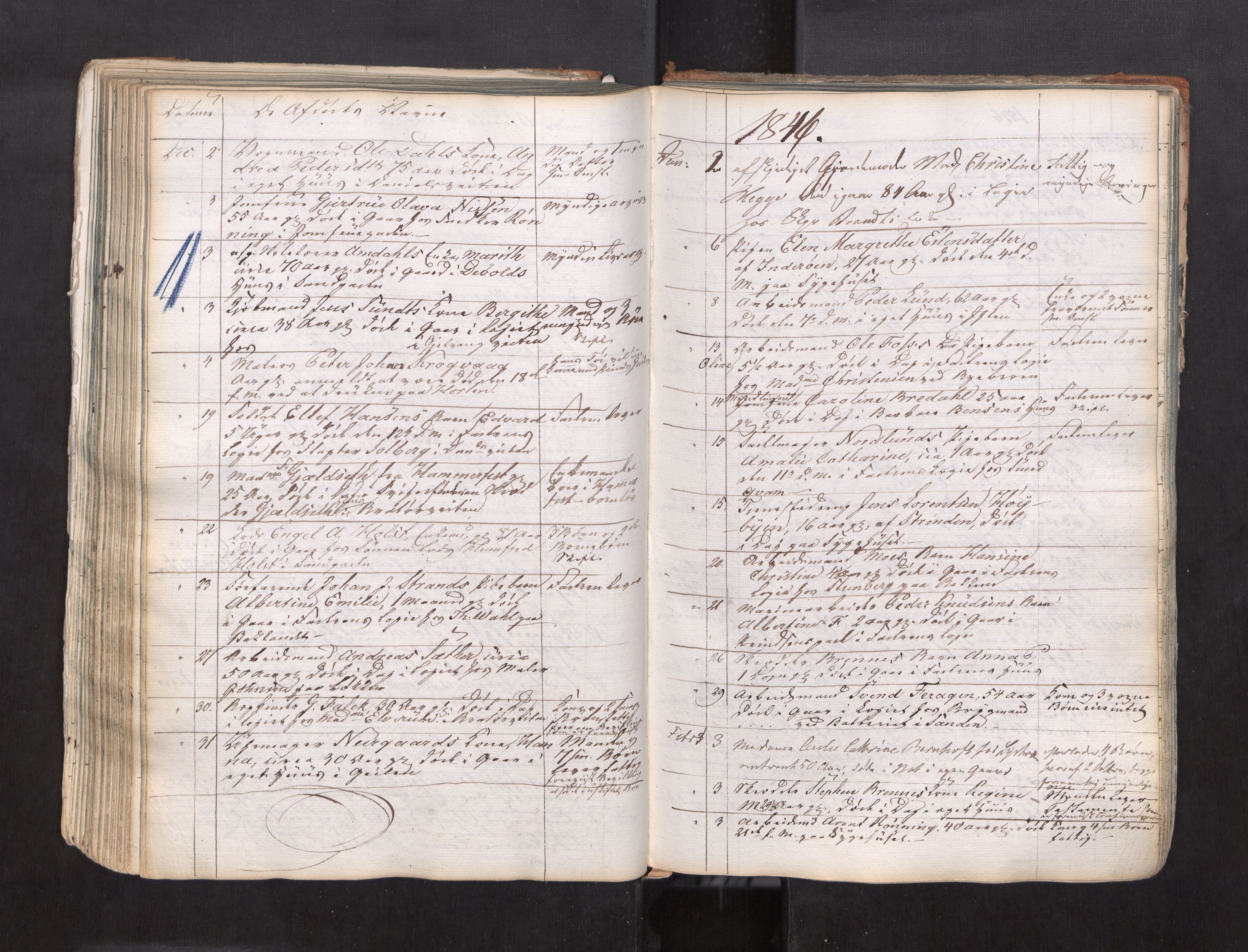 Trondheim byfogd, AV/SAT-A-0003/1/3/3L/L0001: Dødsanmeldelsesprotokoll, 1823-1870