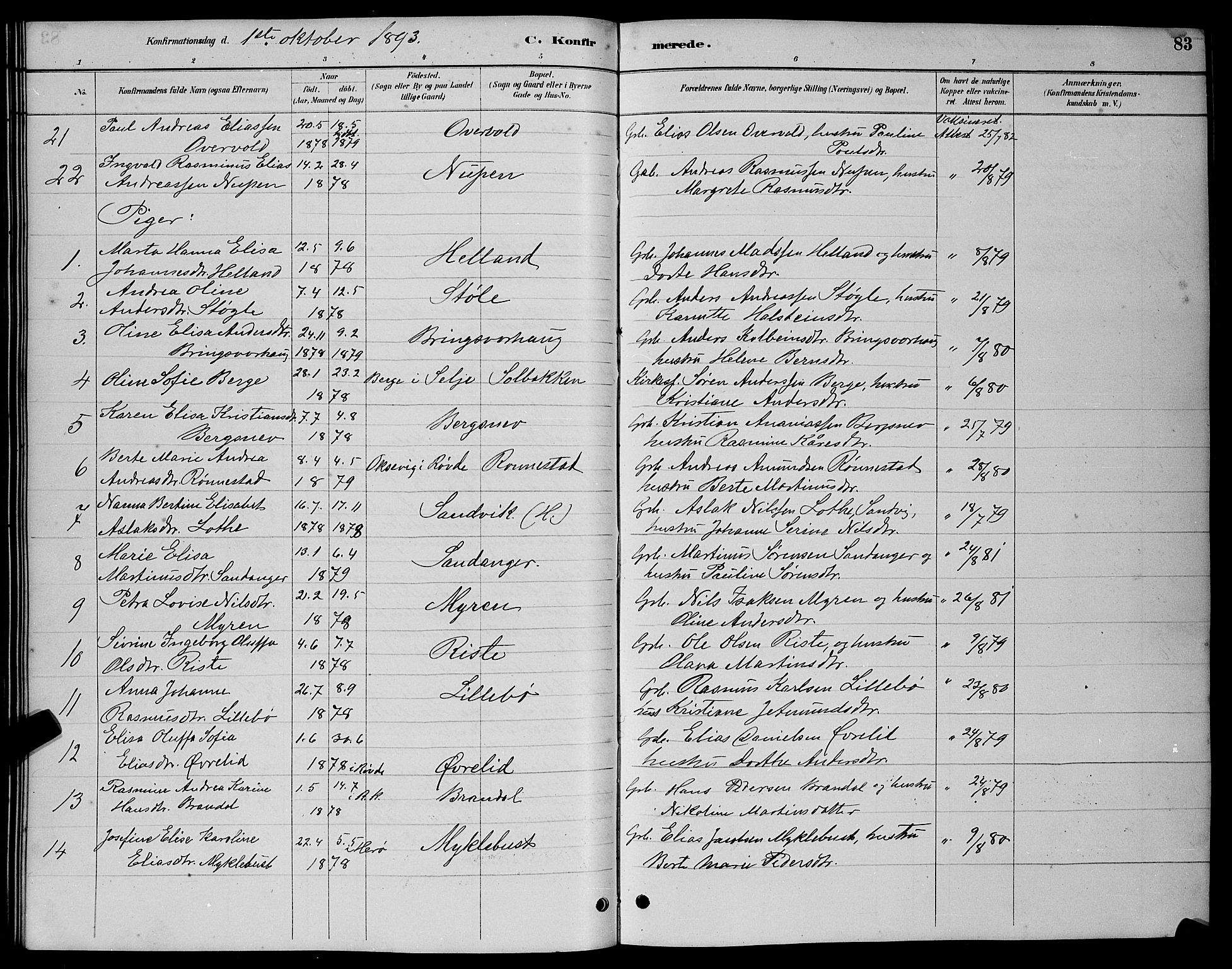 Ministerialprotokoller, klokkerbøker og fødselsregistre - Møre og Romsdal, AV/SAT-A-1454/503/L0048: Parish register (copy) no. 503C03, 1885-1893, p. 83