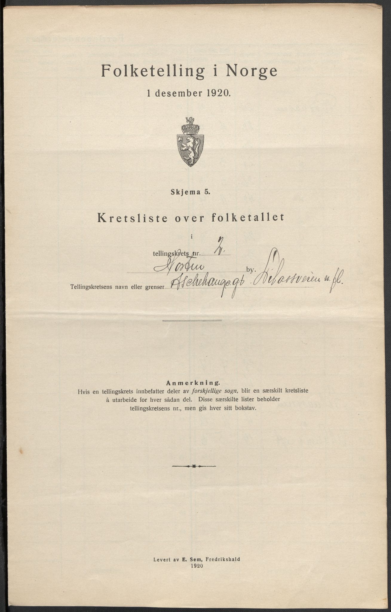 SAKO, 1920 census for Horten, 1920, p. 11