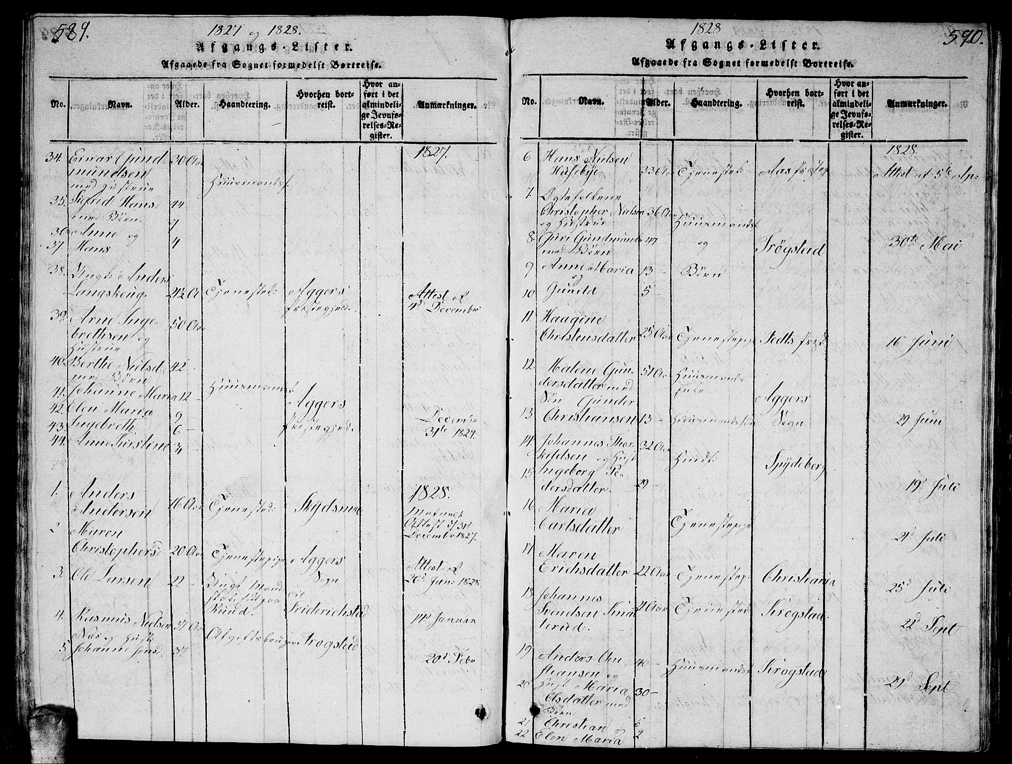 Enebakk prestekontor Kirkebøker, AV/SAO-A-10171c/G/Ga/L0001: Parish register (copy) no. I 1, 1815-1833, p. 589-590