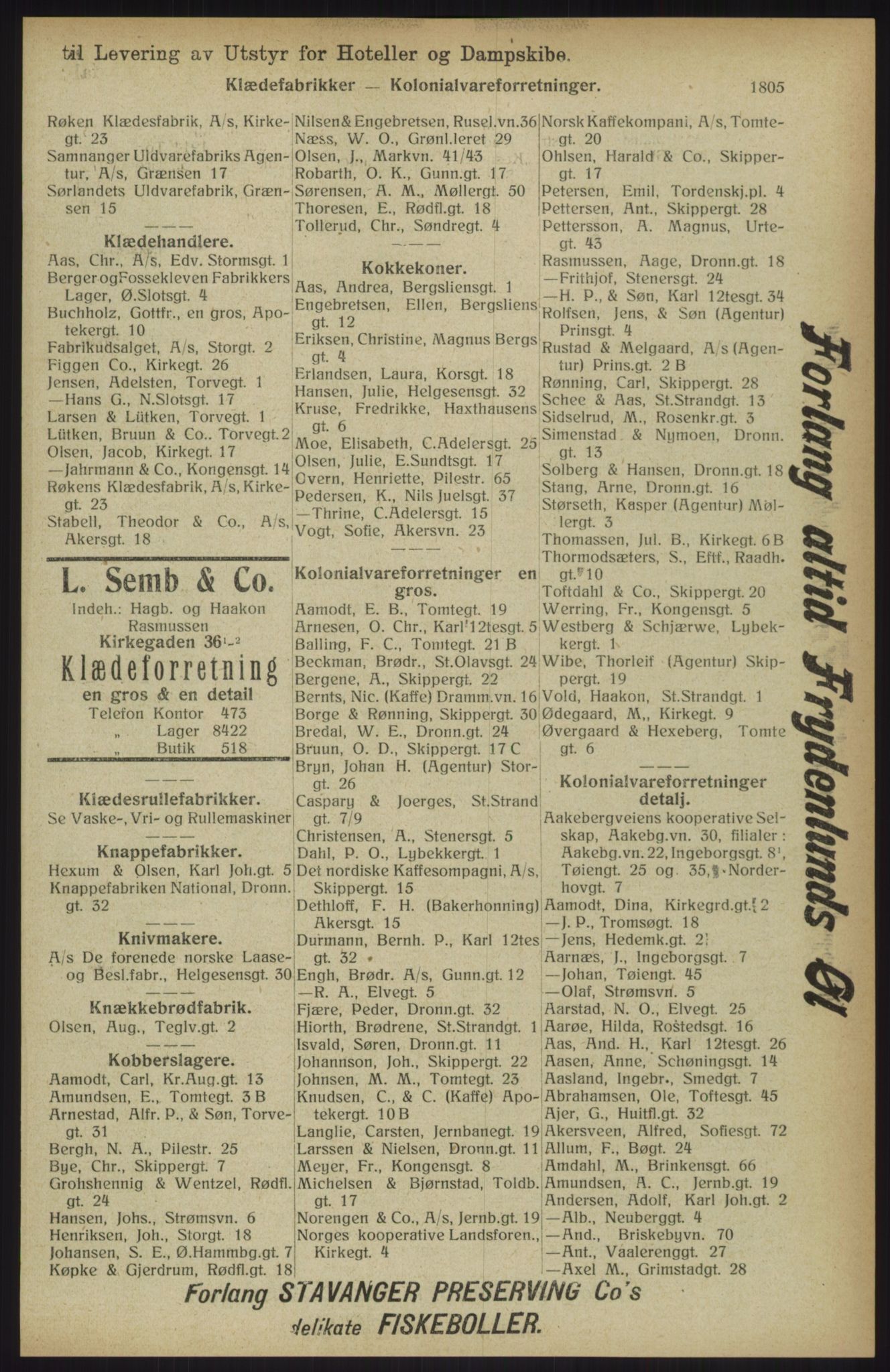 Kristiania/Oslo adressebok, PUBL/-, 1914, p. 1805