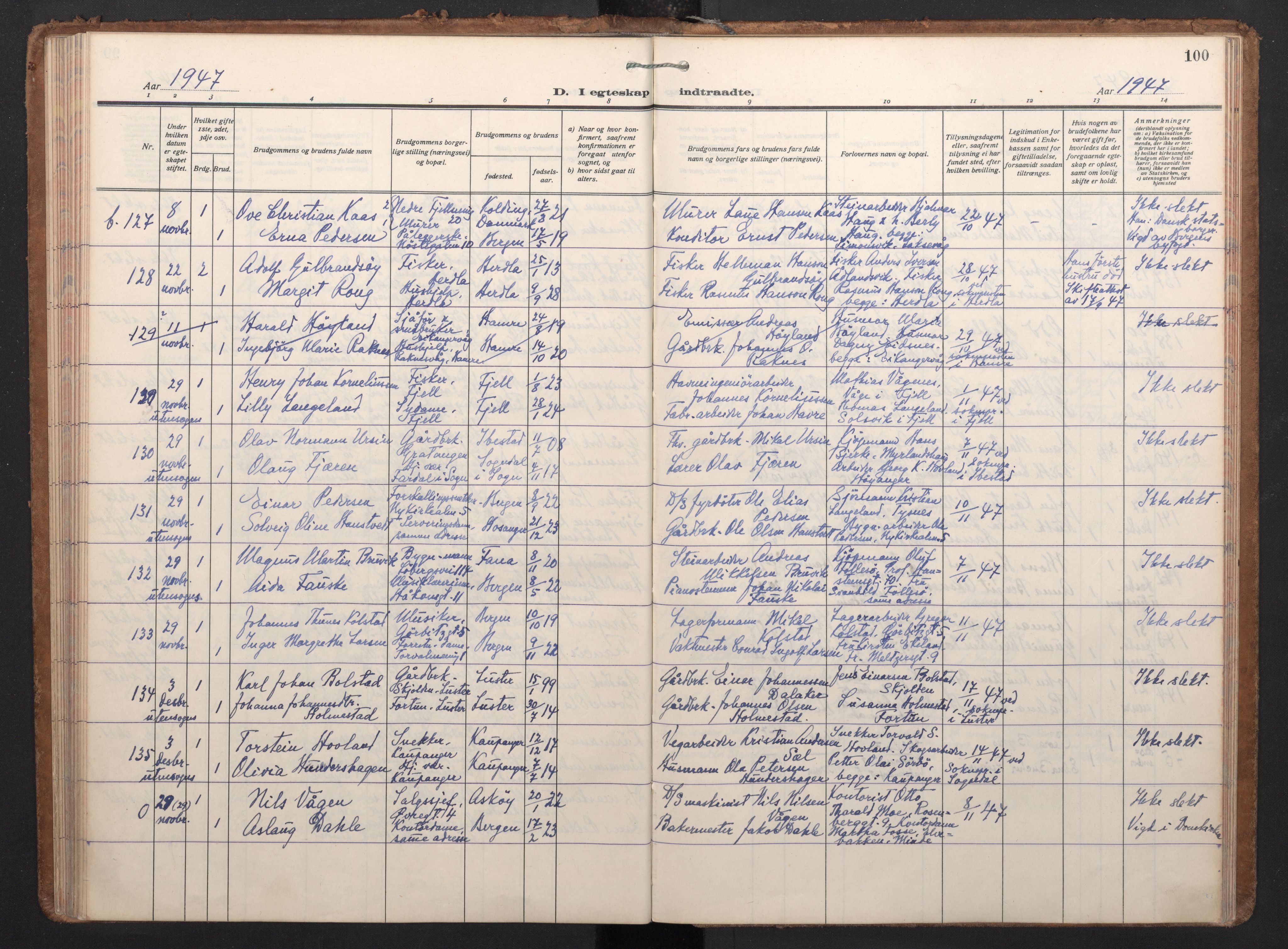 Korskirken sokneprestembete, AV/SAB-A-76101/H/Haa/L0040: Parish register (official) no. D 7, 1938-1952, p. 99b-100a