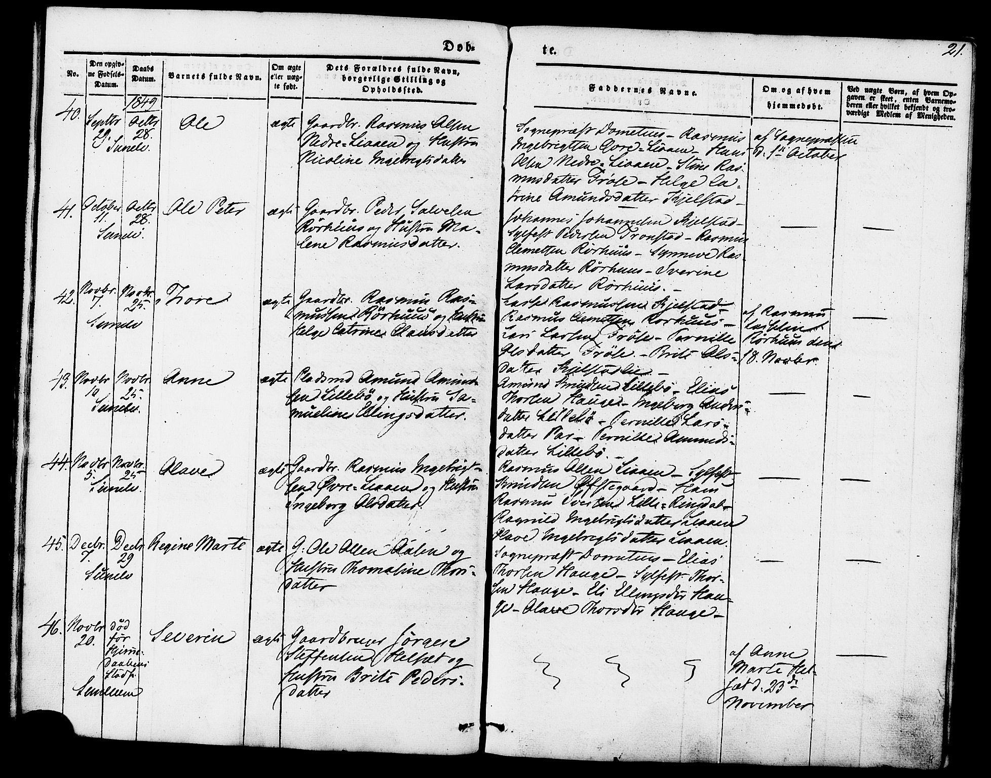 Ministerialprotokoller, klokkerbøker og fødselsregistre - Møre og Romsdal, SAT/A-1454/517/L0222: Parish register (official) no. 517A02, 1846-1862, p. 21