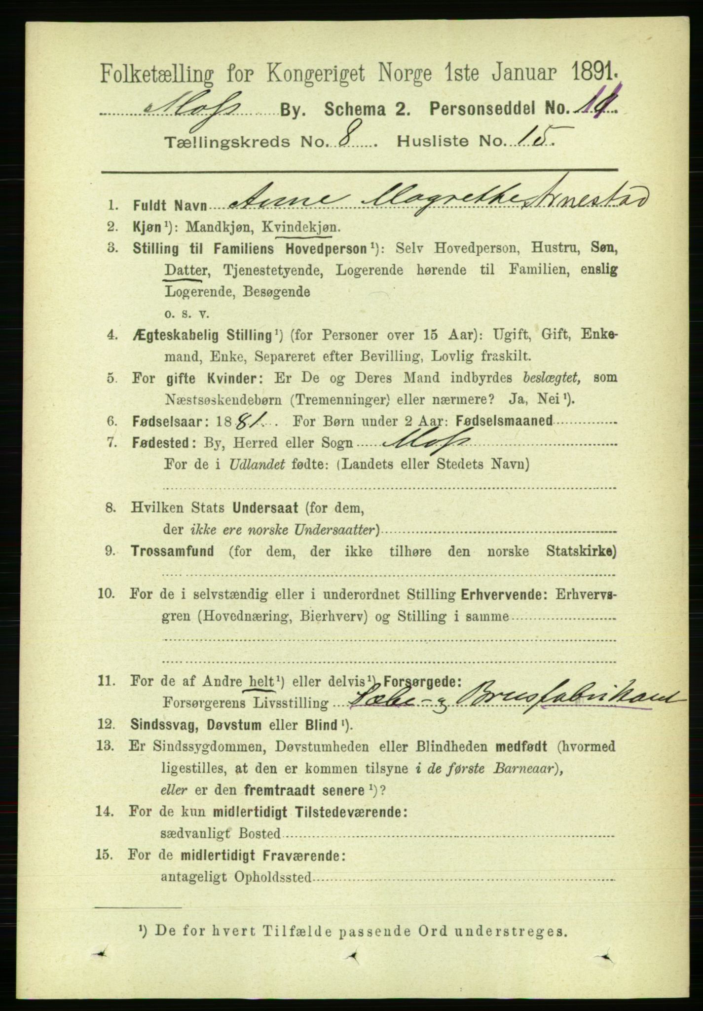 RA, 1891 census for 0104 Moss, 1891, p. 5007