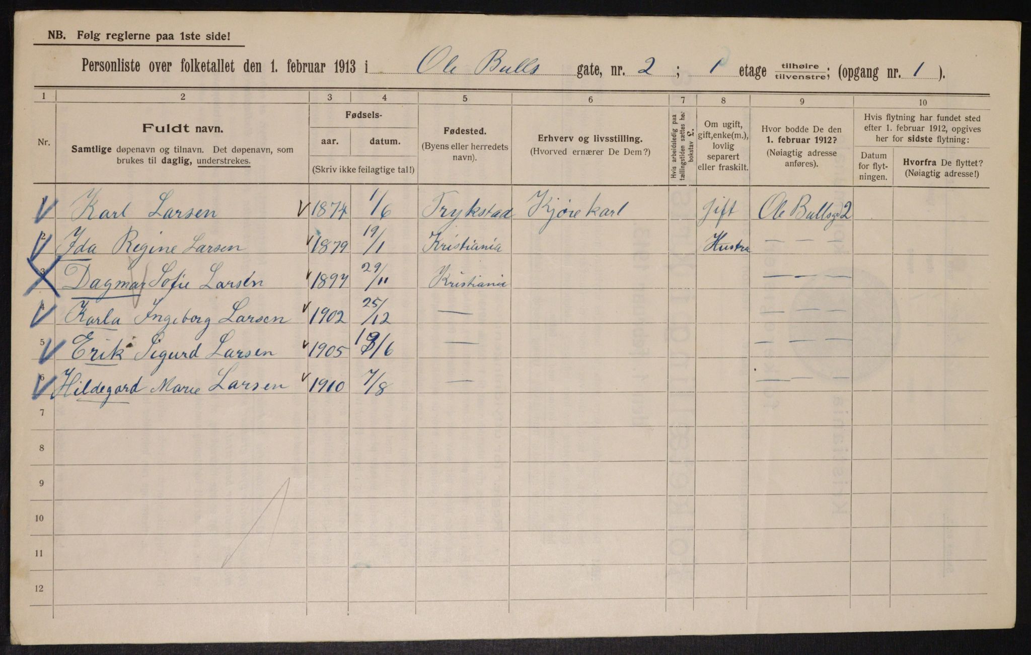 OBA, Municipal Census 1913 for Kristiania, 1913, p. 75552