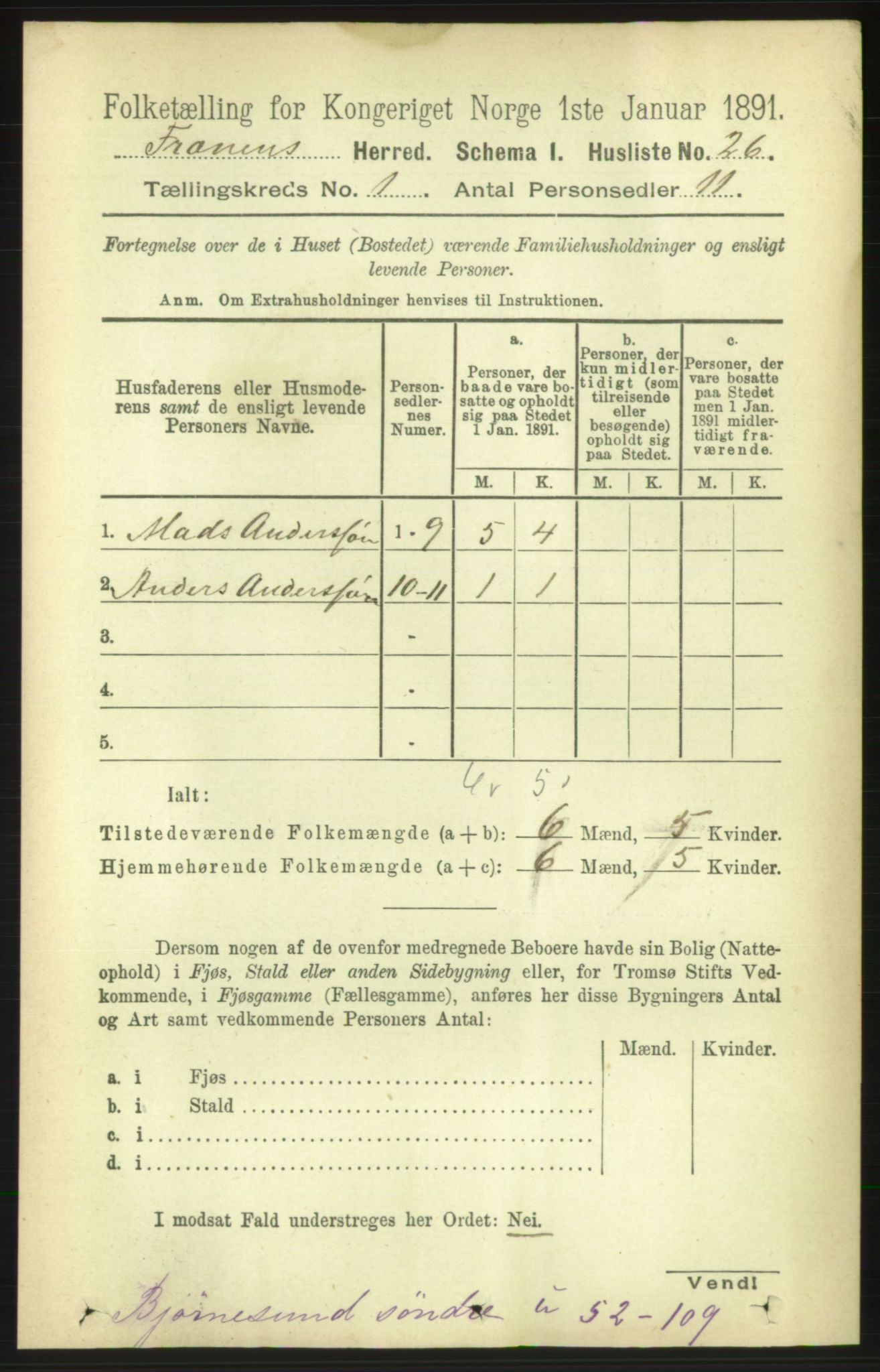 RA, 1891 census for 1548 Fræna, 1891, p. 49