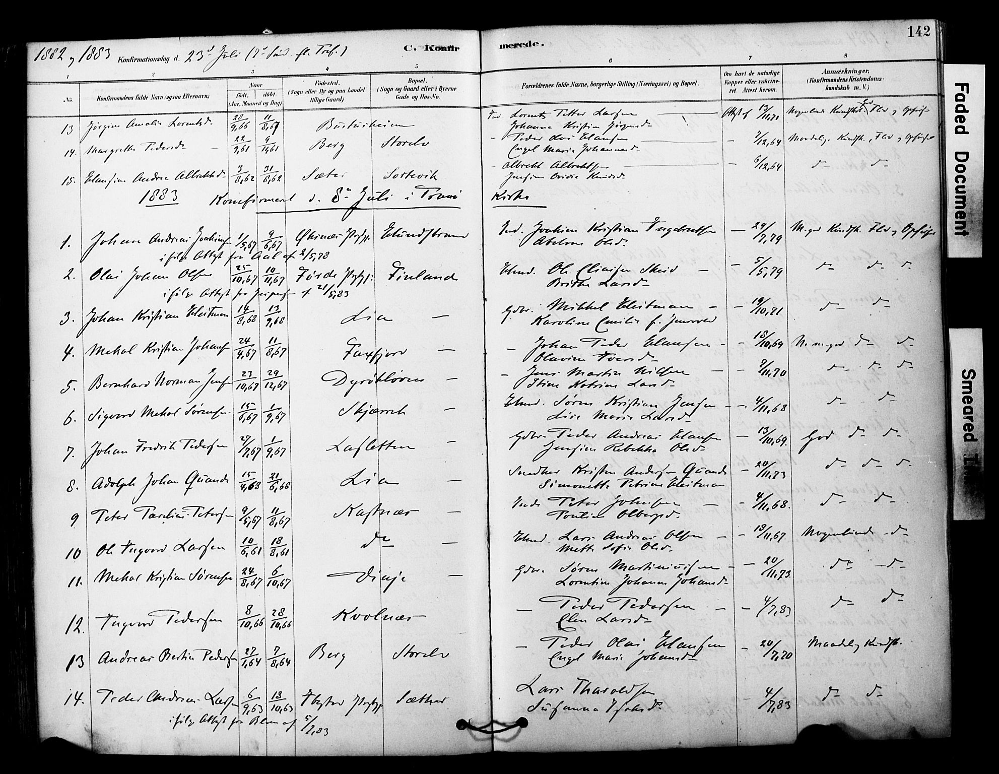 Tranøy sokneprestkontor, SATØ/S-1313/I/Ia/Iaa/L0011kirke: Parish register (official) no. 11, 1878-1904, p. 142