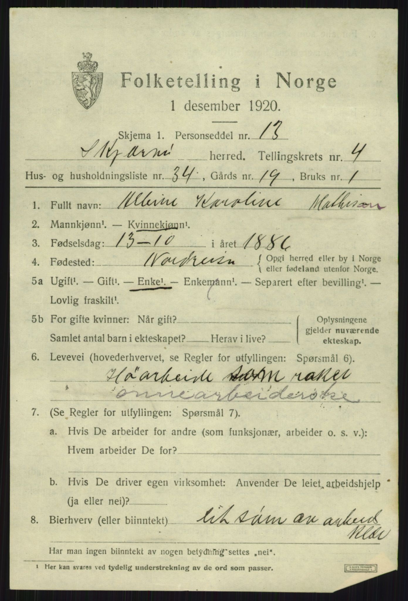 SATØ, 1920 census for Skjervøy, 1920, p. 2909