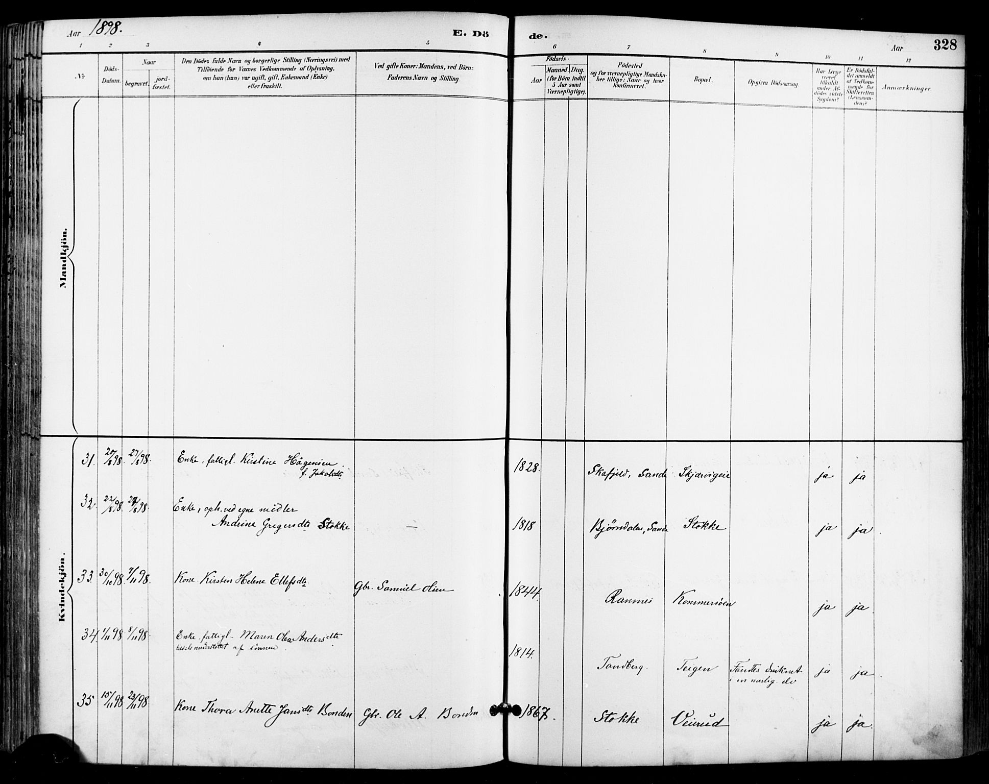 Sande Kirkebøker, SAKO/A-53/F/Fa/L0007: Parish register (official) no. 7, 1888-1903, p. 328