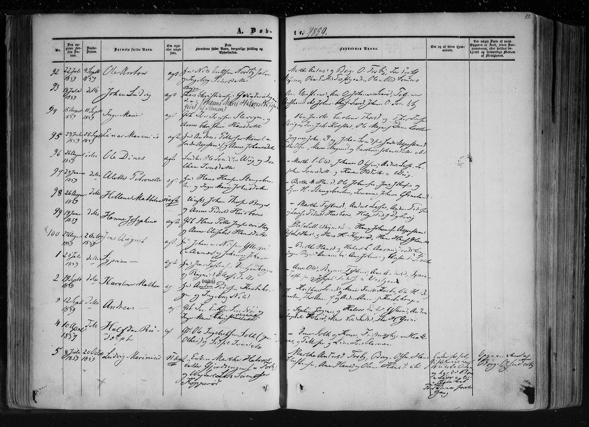 Aremark prestekontor Kirkebøker, AV/SAO-A-10899/F/Fc/L0003: Parish register (official) no. III 3, 1850-1865, p. 82