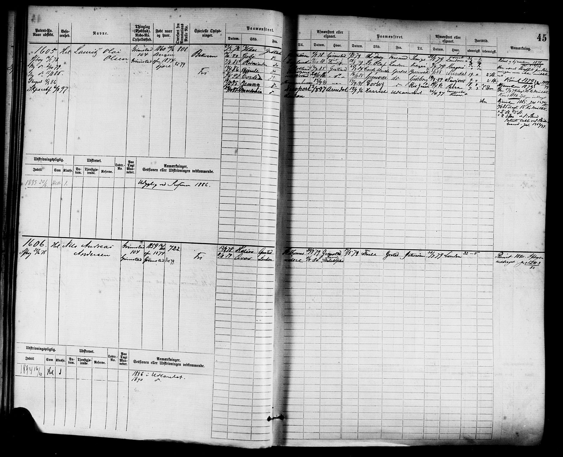 Grimstad mønstringskrets, AV/SAK-2031-0013/F/Fb/L0003: Hovedrulle nr 1517-2276, F-6, 1877-1888, p. 49