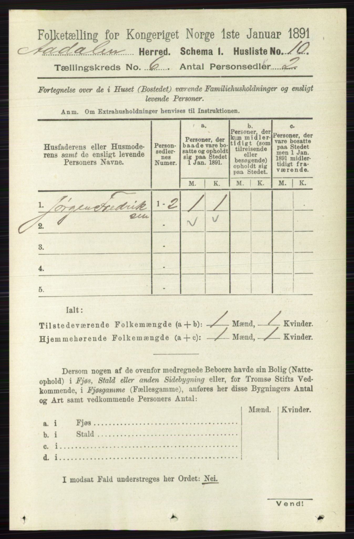RA, 1891 census for 0614 Ådal, 1891, p. 2549