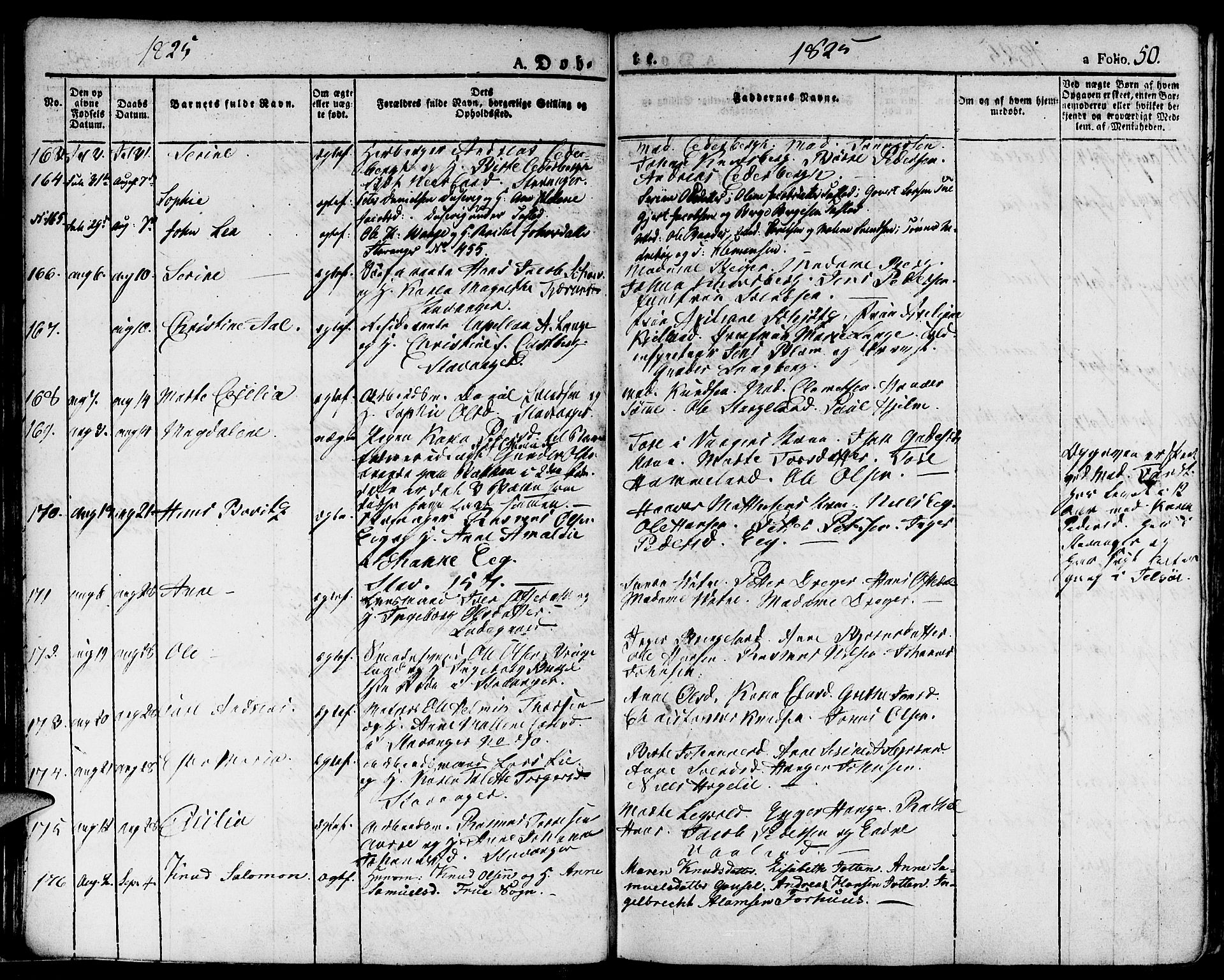 Domkirken sokneprestkontor, SAST/A-101812/001/30/30BA/L0009: Parish register (official) no. A 9, 1821-1832, p. 50