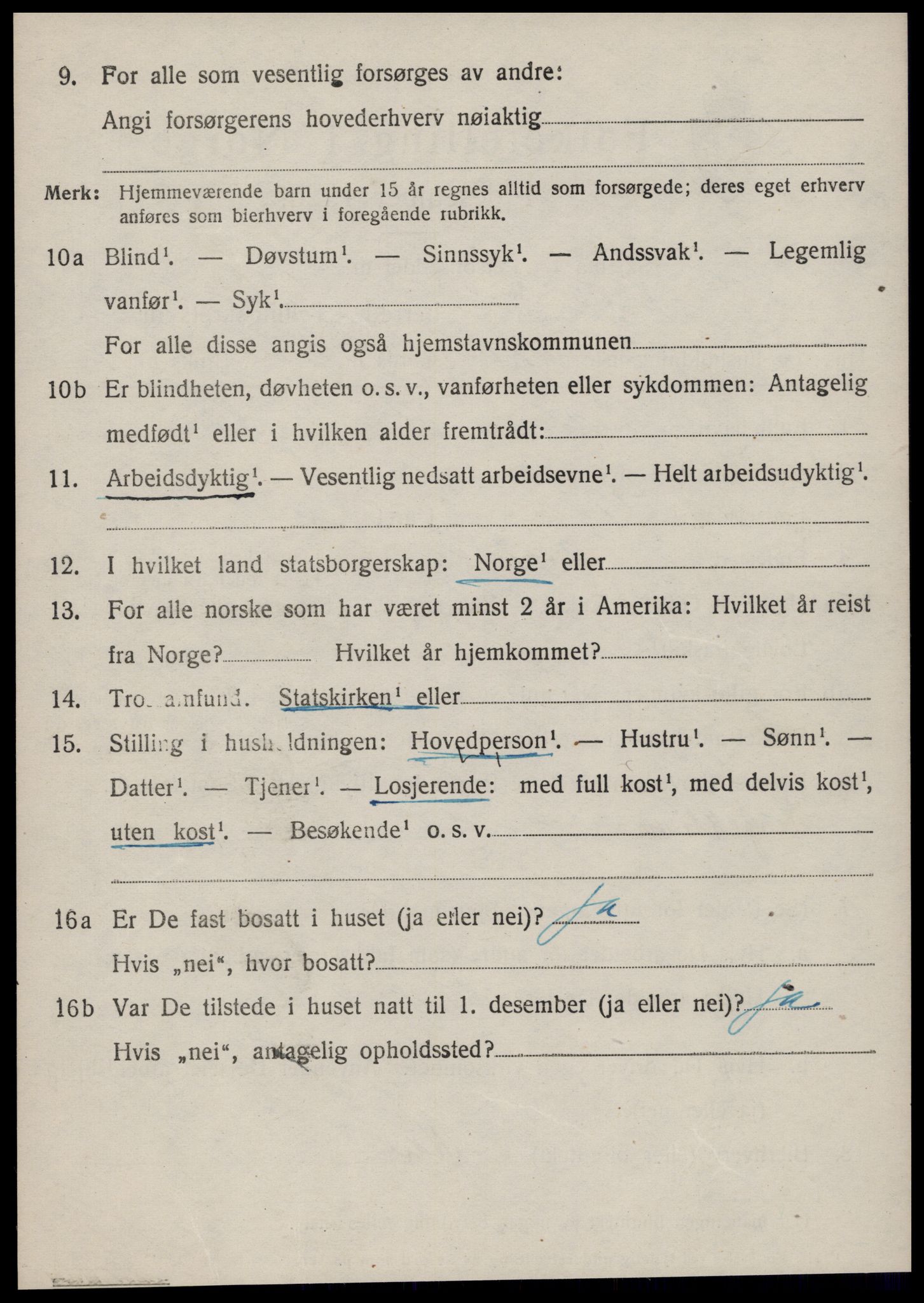 SAT, 1920 census for Vestnes, 1920, p. 3096