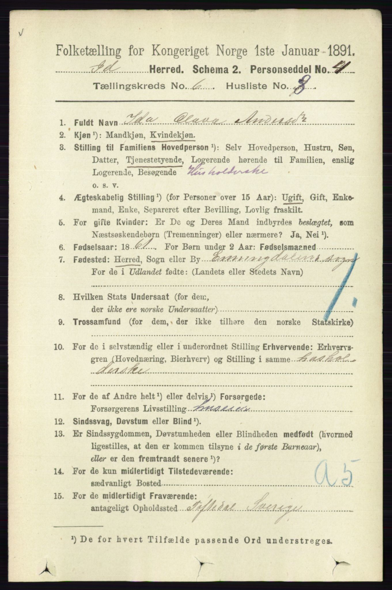 RA, 1891 census for 0117 Idd, 1891, p. 3633