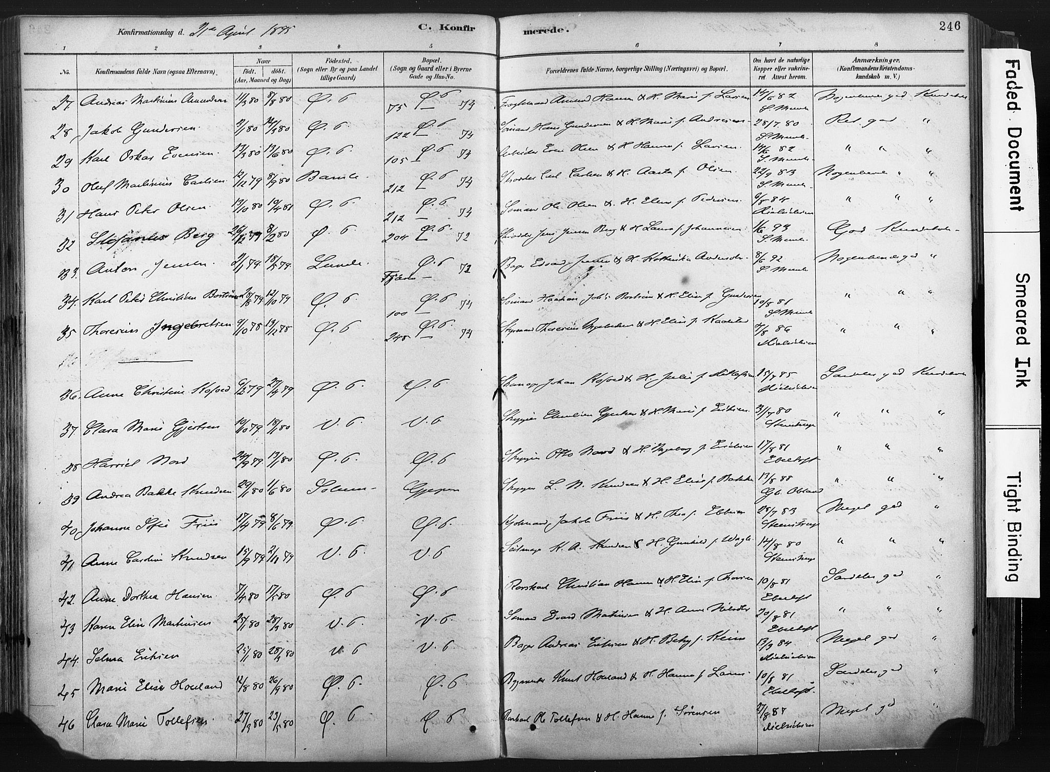 Porsgrunn kirkebøker , AV/SAKO-A-104/F/Fa/L0008: Parish register (official) no. 8, 1878-1895, p. 246