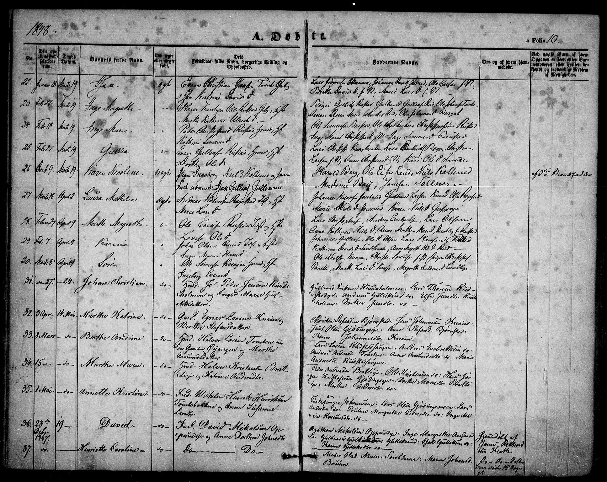 Hurdal prestekontor Kirkebøker, AV/SAO-A-10889/F/Fa/L0005: Parish register (official) no. I 5, 1846-1859, p. 10