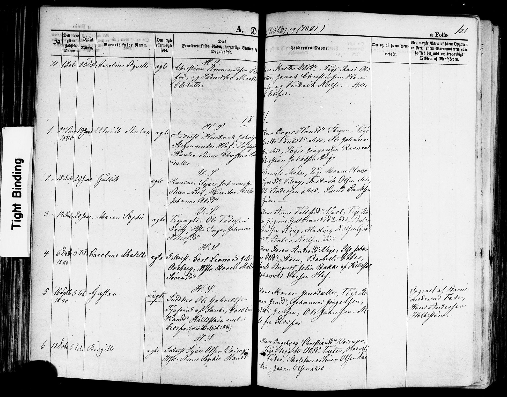 Hof kirkebøker, SAKO/A-64/F/Fa/L0006: Parish register (official) no. I 6, 1851-1877, p. 121