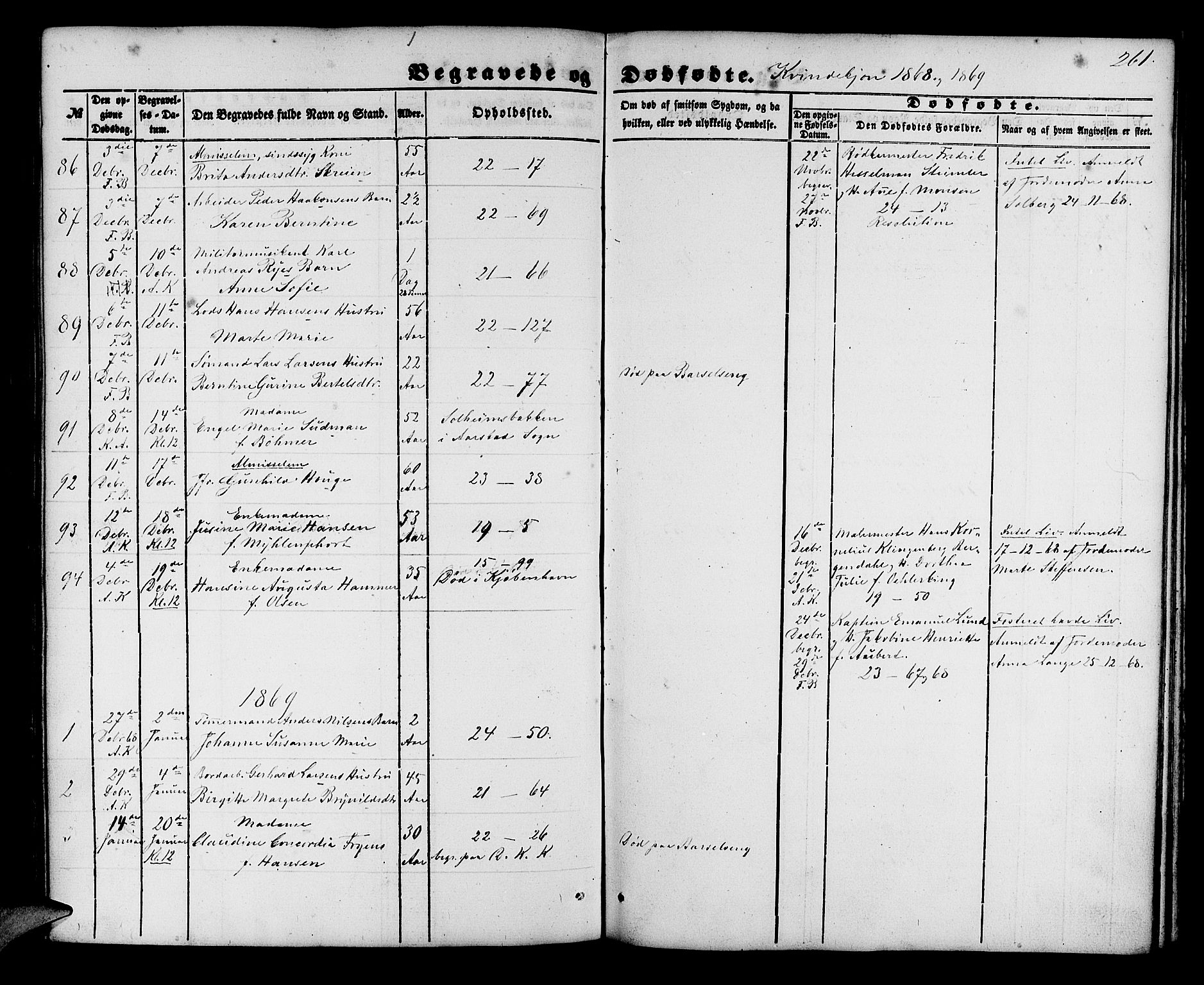 Korskirken sokneprestembete, SAB/A-76101/H/Hab: Parish register (copy) no. E 2, 1851-1871, p. 261