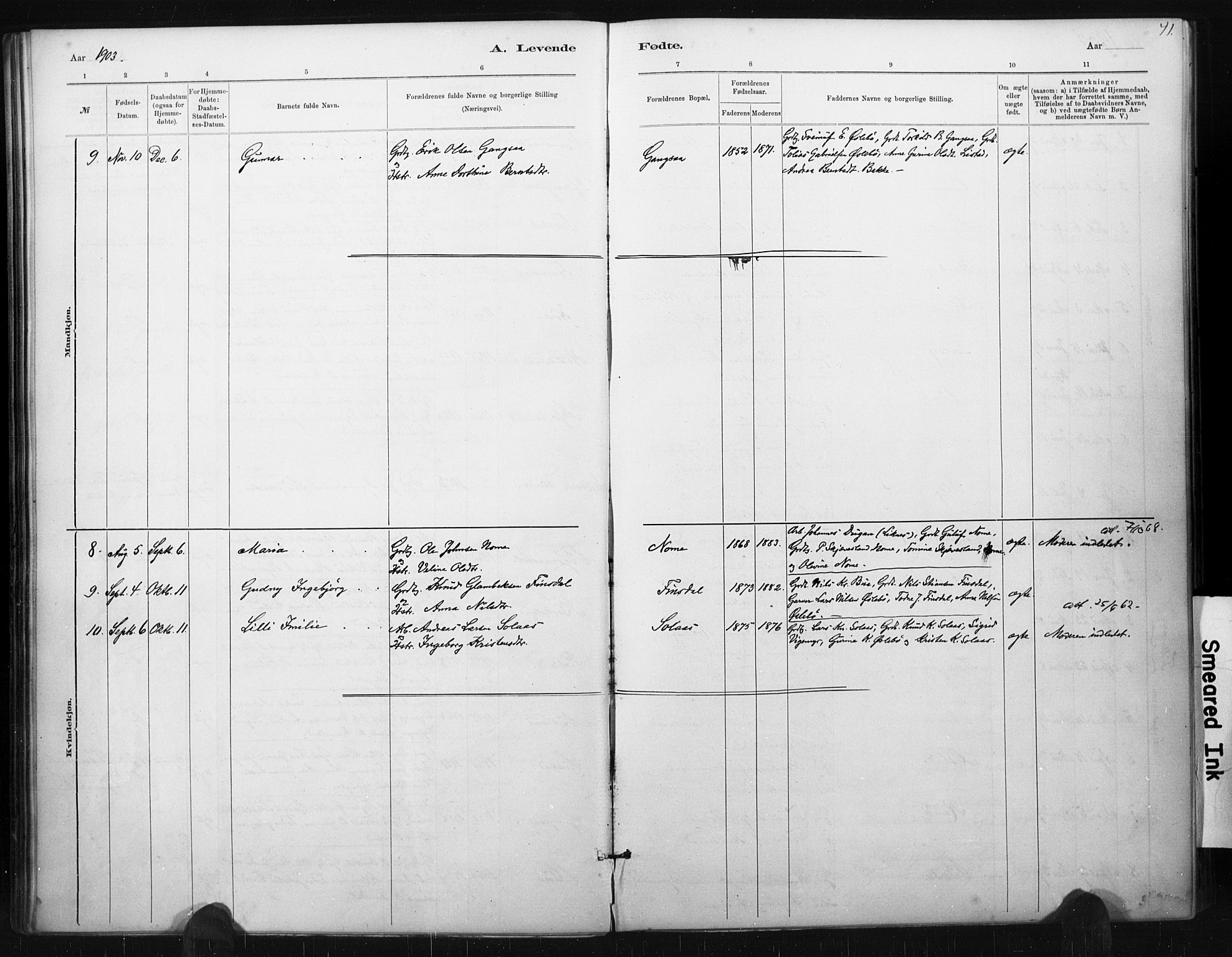 Holum sokneprestkontor, AV/SAK-1111-0022/F/Fa/Fac/L0004: Parish register (official) no. A 4, 1884-1907, p. 41
