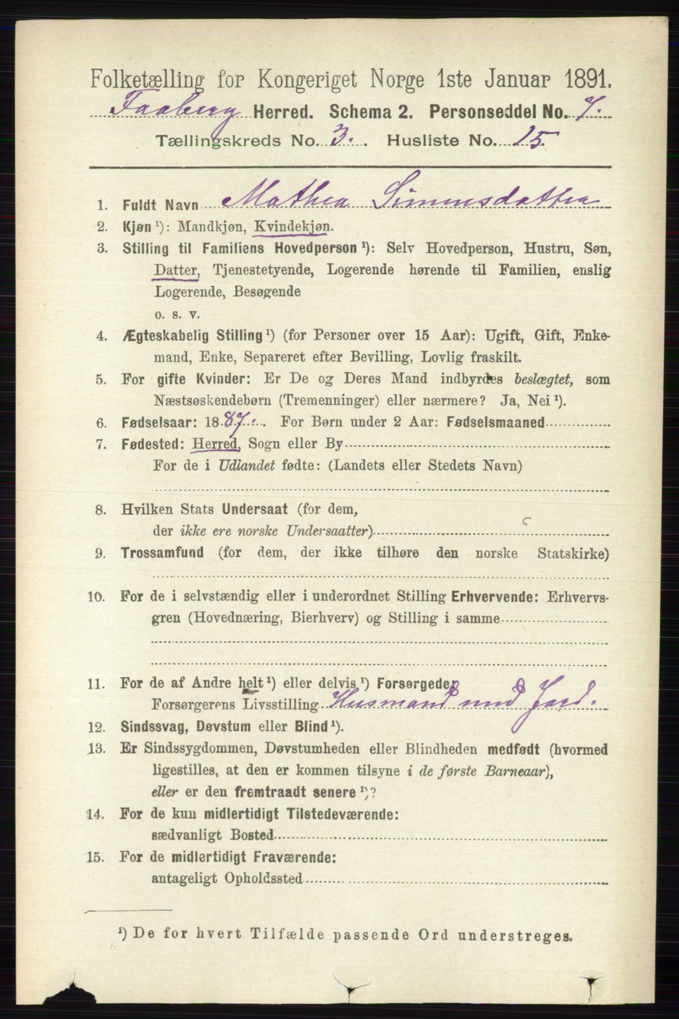 RA, 1891 census for 0524 Fåberg, 1891, p. 944