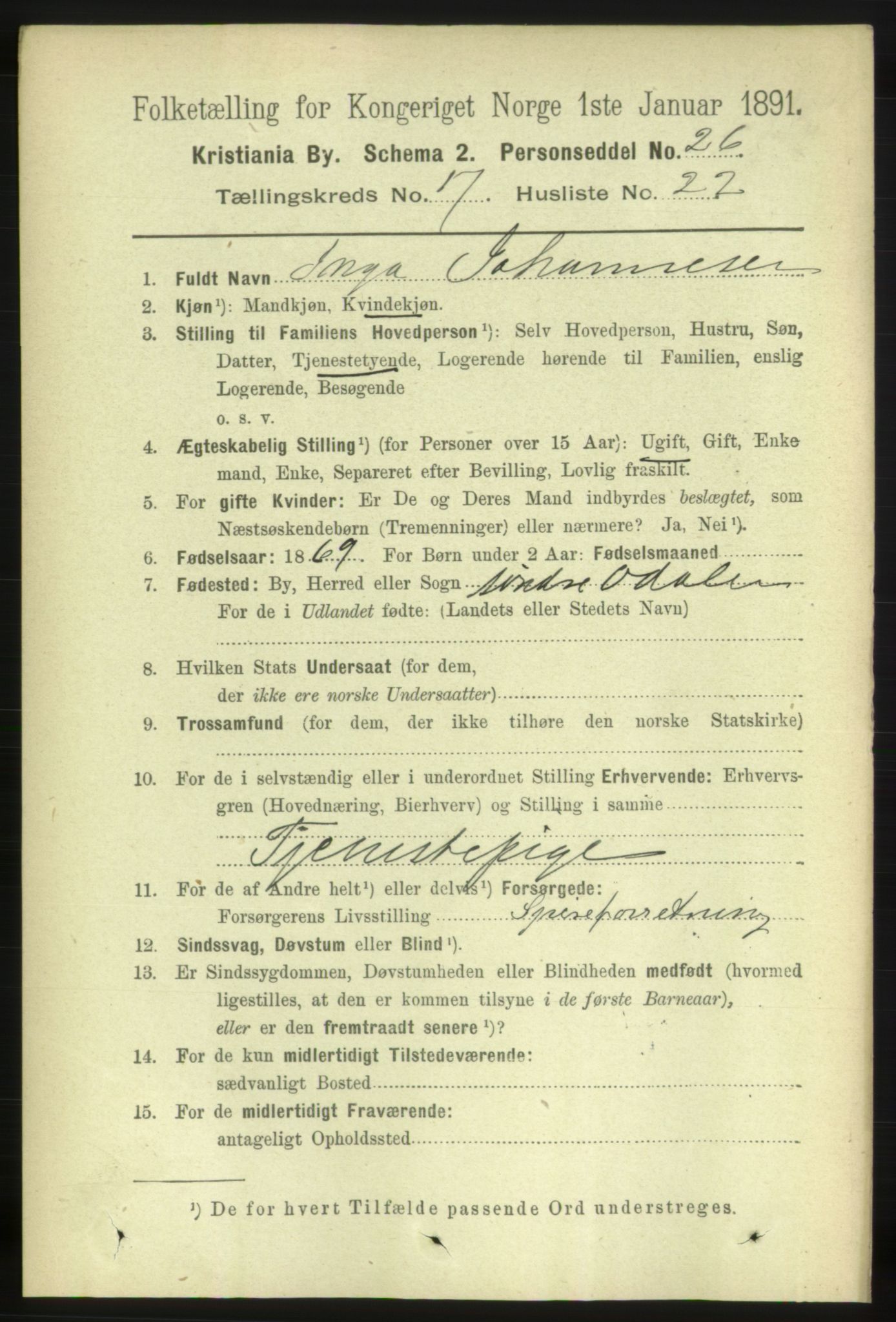 RA, 1891 census for 0301 Kristiania, 1891, p. 8688