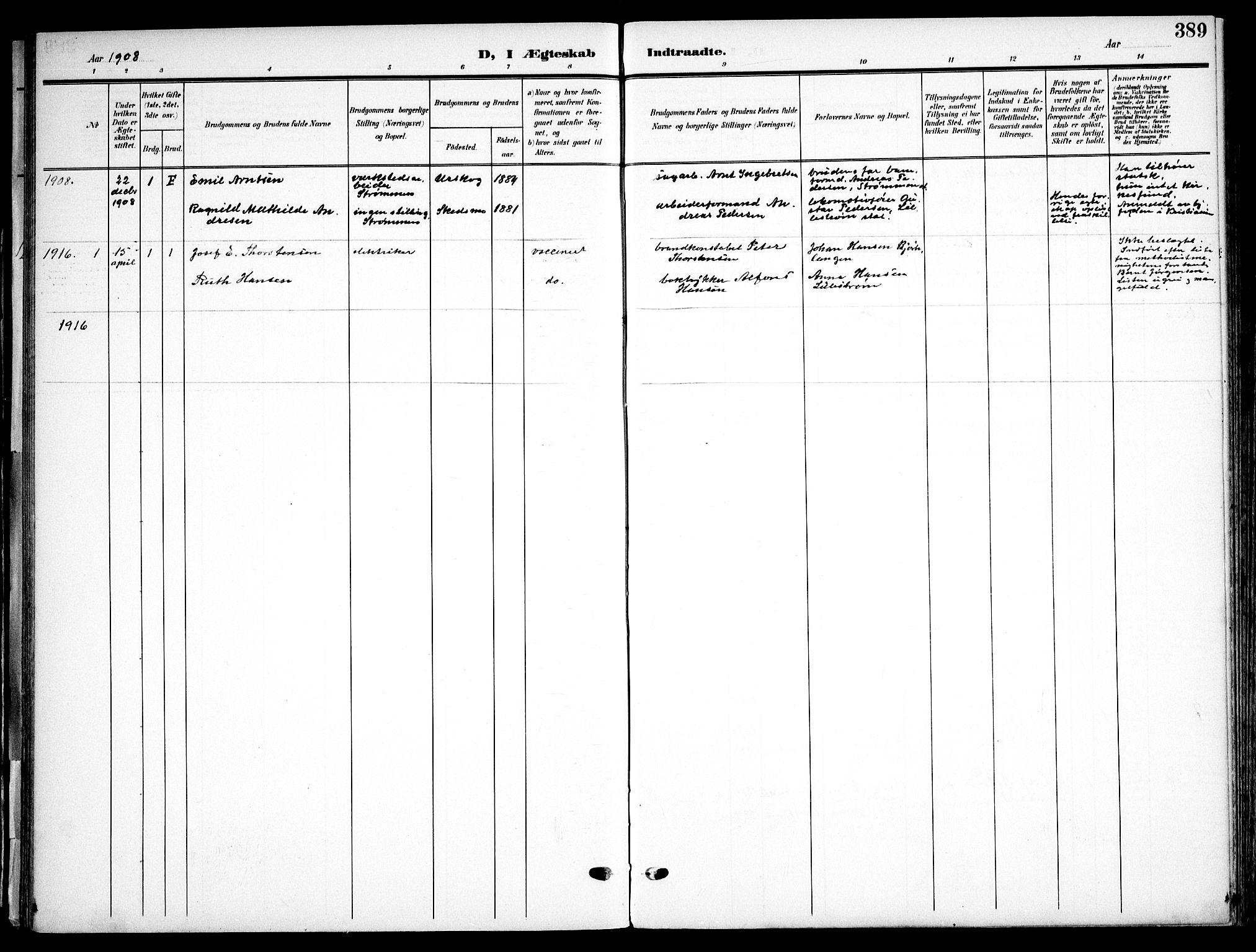 Skedsmo prestekontor Kirkebøker, AV/SAO-A-10033a/F/Fa/L0015: Parish register (official) no. I 15, 1902-1917, p. 389