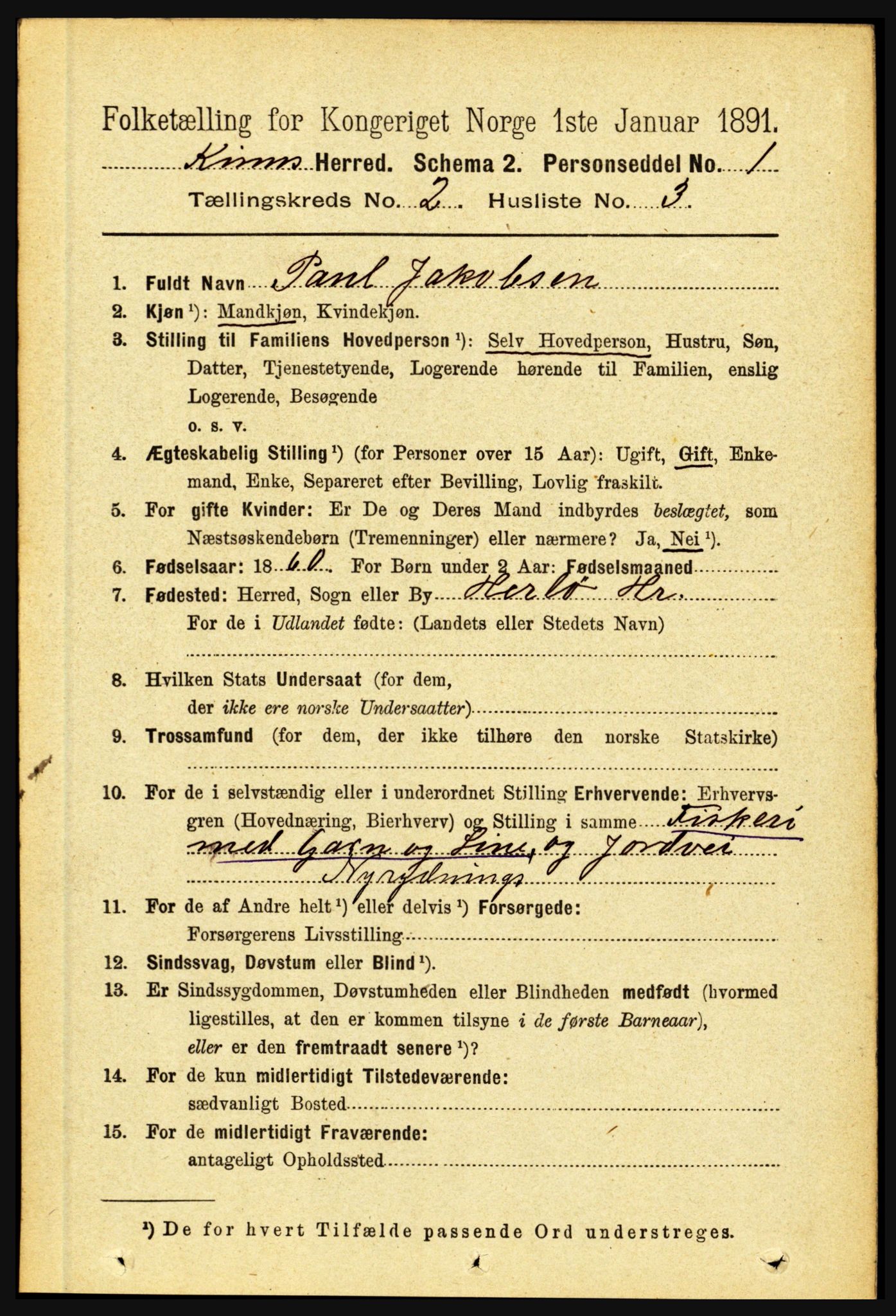 RA, 1891 census for 1437 Kinn, 1891, p. 547