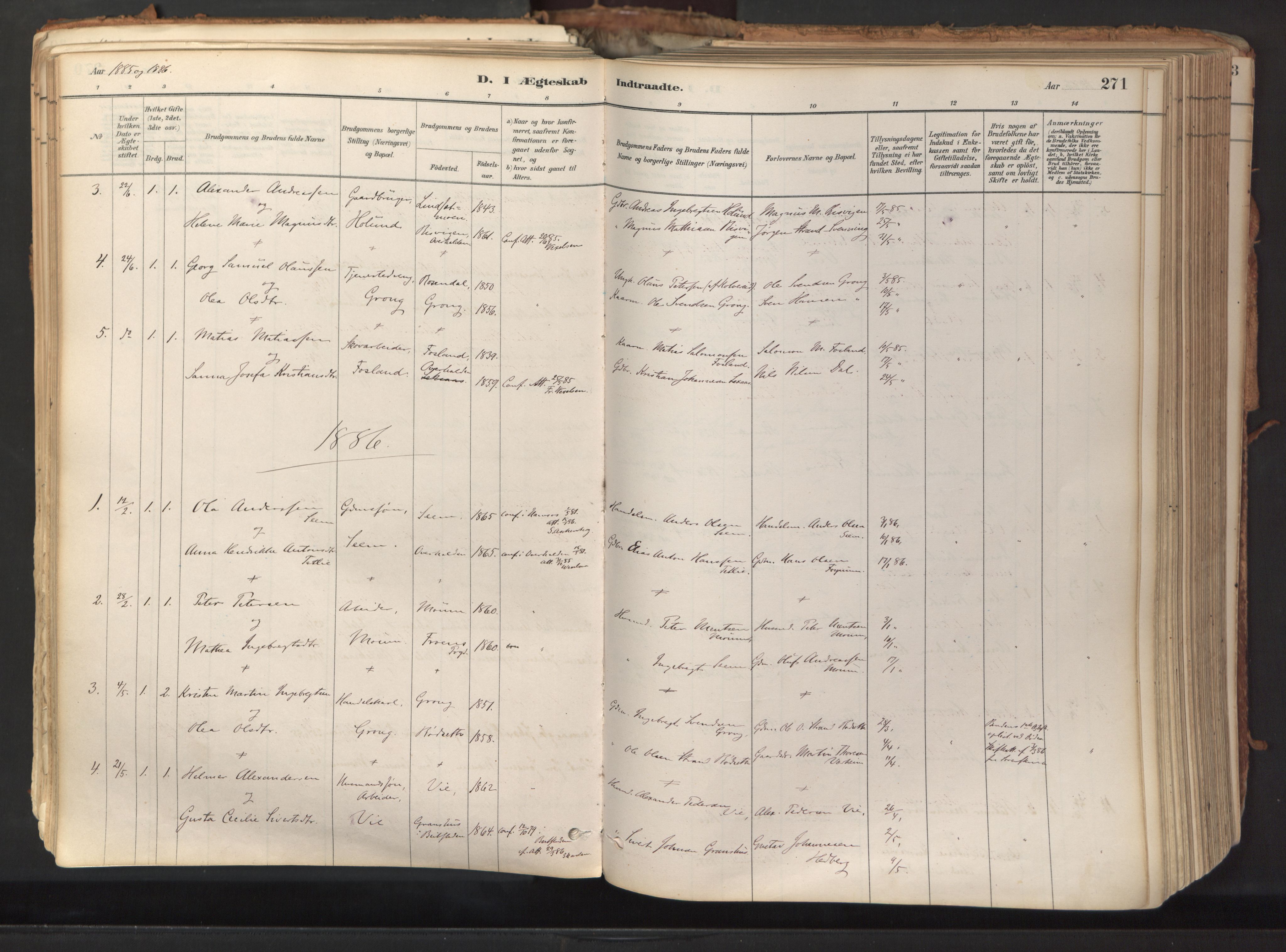 Ministerialprotokoller, klokkerbøker og fødselsregistre - Nord-Trøndelag, AV/SAT-A-1458/758/L0519: Parish register (official) no. 758A04, 1880-1926, p. 271