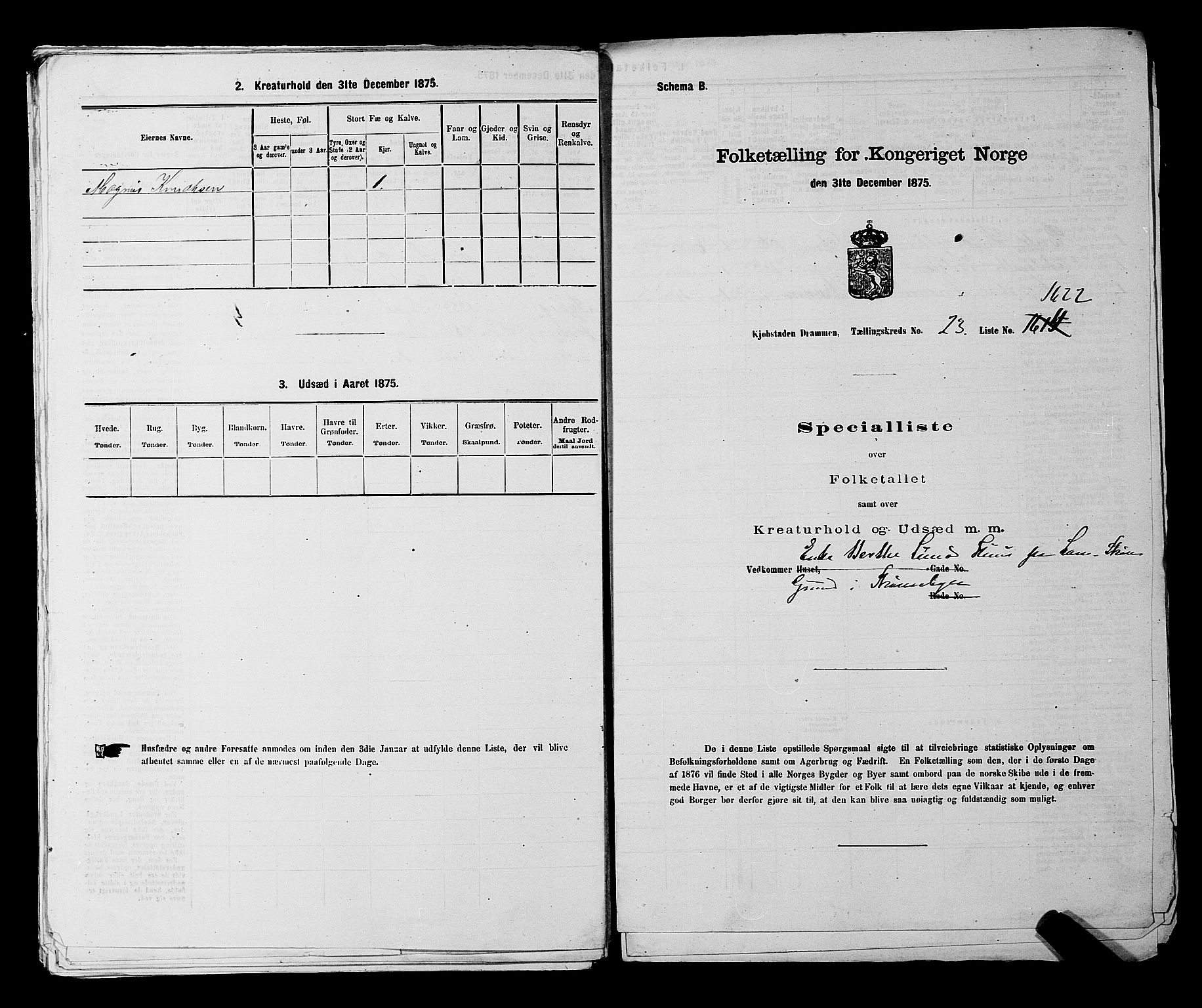 SAKO, 1875 census for 0602 Drammen, 1875, p. 2364