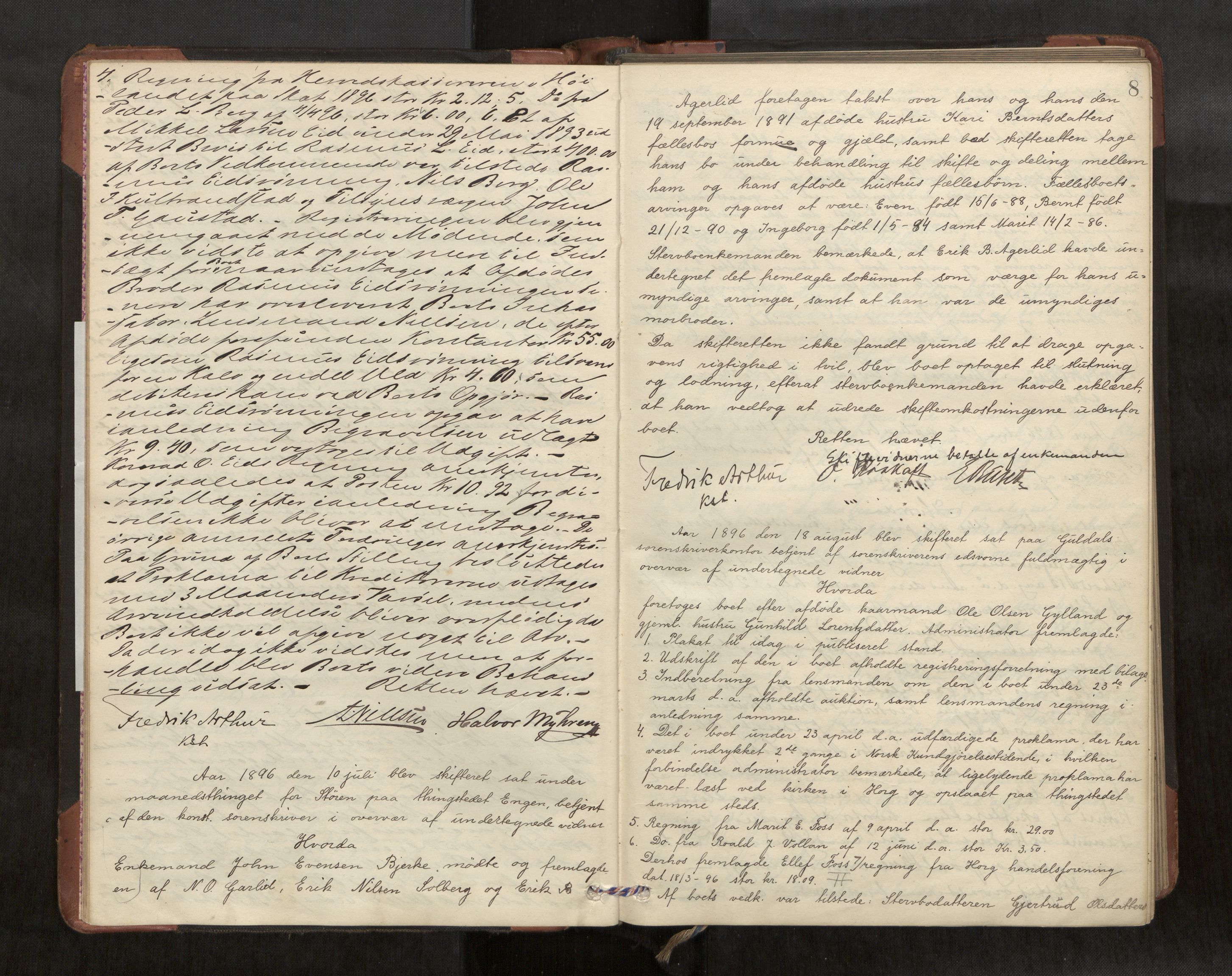 Gauldal sorenskriveri, AV/SAT-A-0014/1/3/3B/L0004: Skiftebehandlingsprotokoll, 1896-1905, p. 8