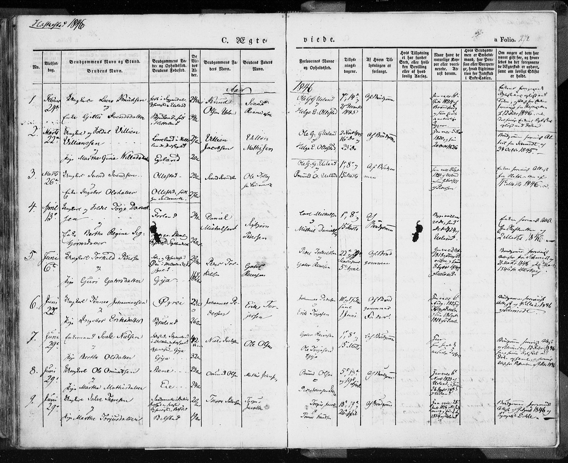 Lund sokneprestkontor, SAST/A-101809/S06/L0007: Parish register (official) no. A 7.1, 1833-1854, p. 272