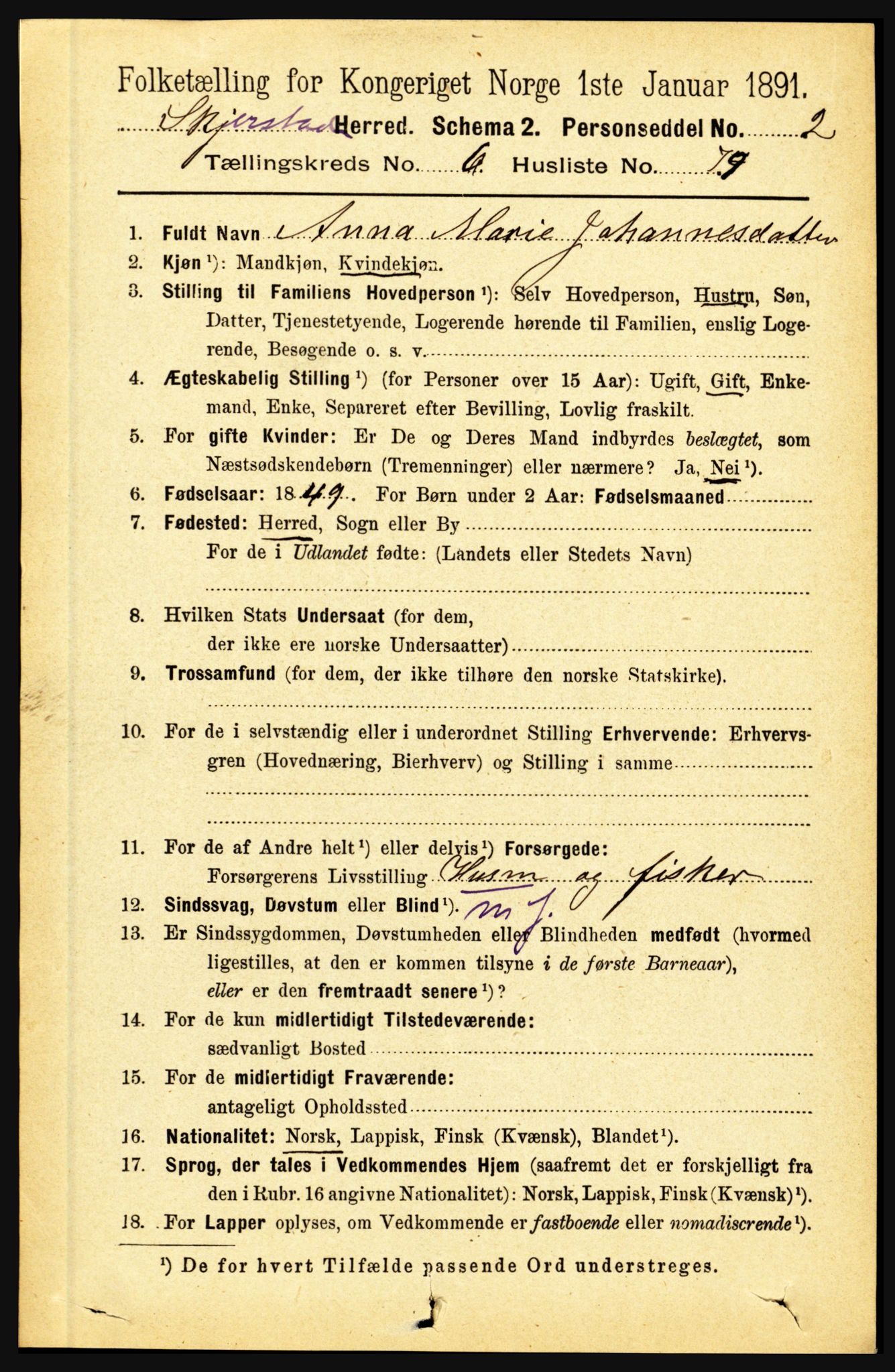 RA, 1891 census for 1842 Skjerstad, 1891, p. 2521