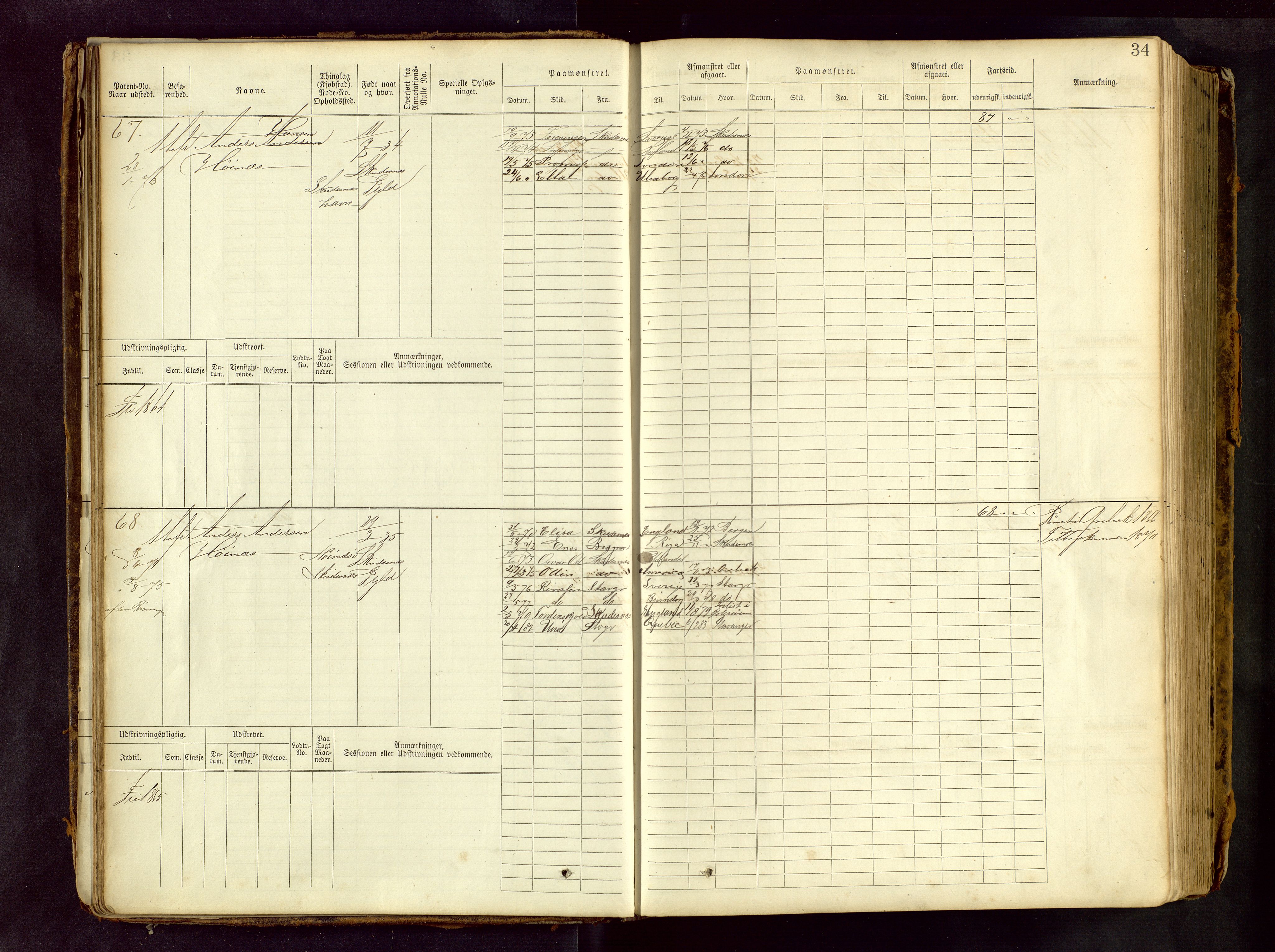Haugesund sjømannskontor, AV/SAST-A-102007/F/Fb/Fbb/L0001: Sjøfartsrulle Skudenes krets No 1 - 958, 1860-1948, p. 34