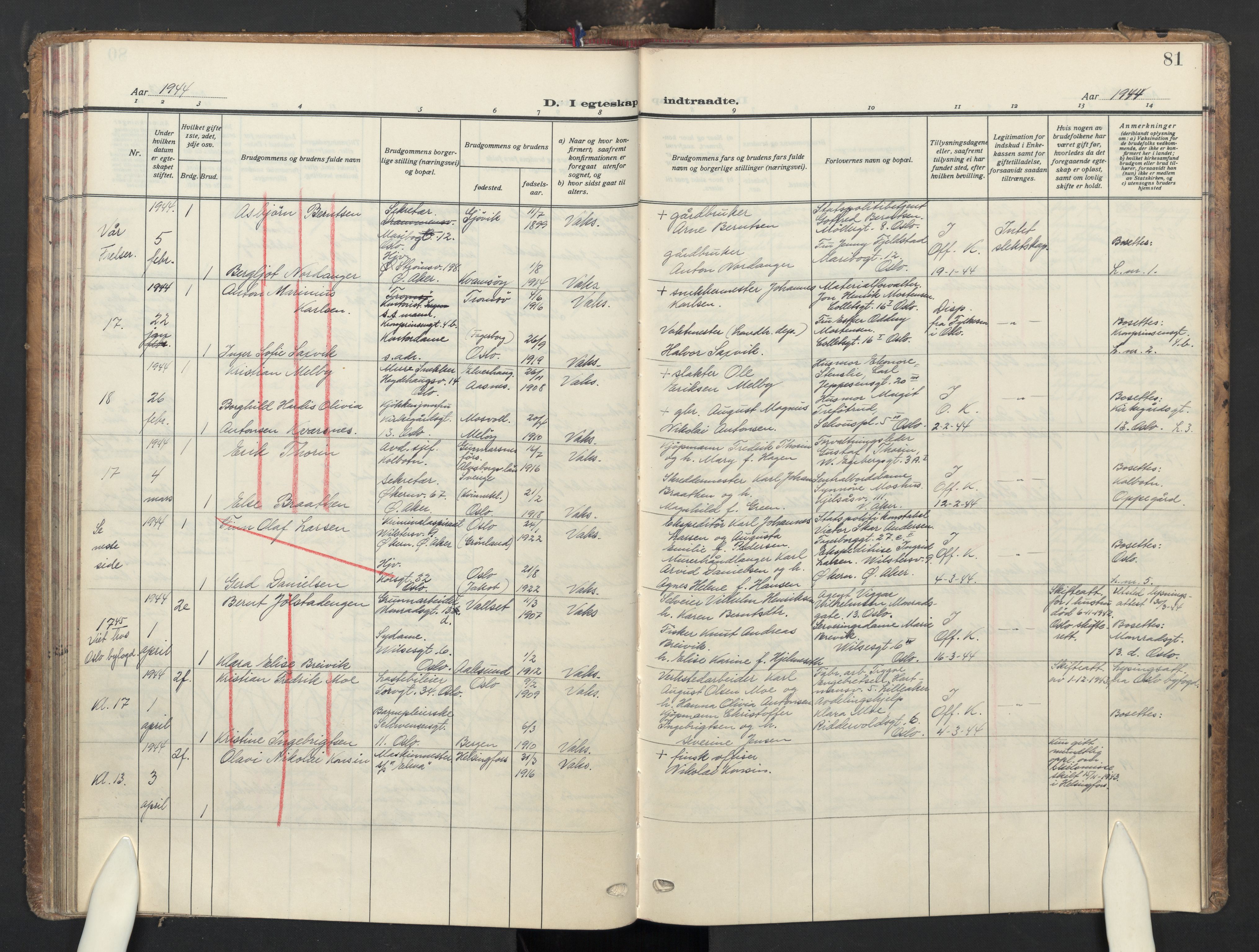 Oslo domkirke Kirkebøker, AV/SAO-A-10752/G/Ga/L0007: Parish register (copy) no. 7, 1937-1951, p. 81