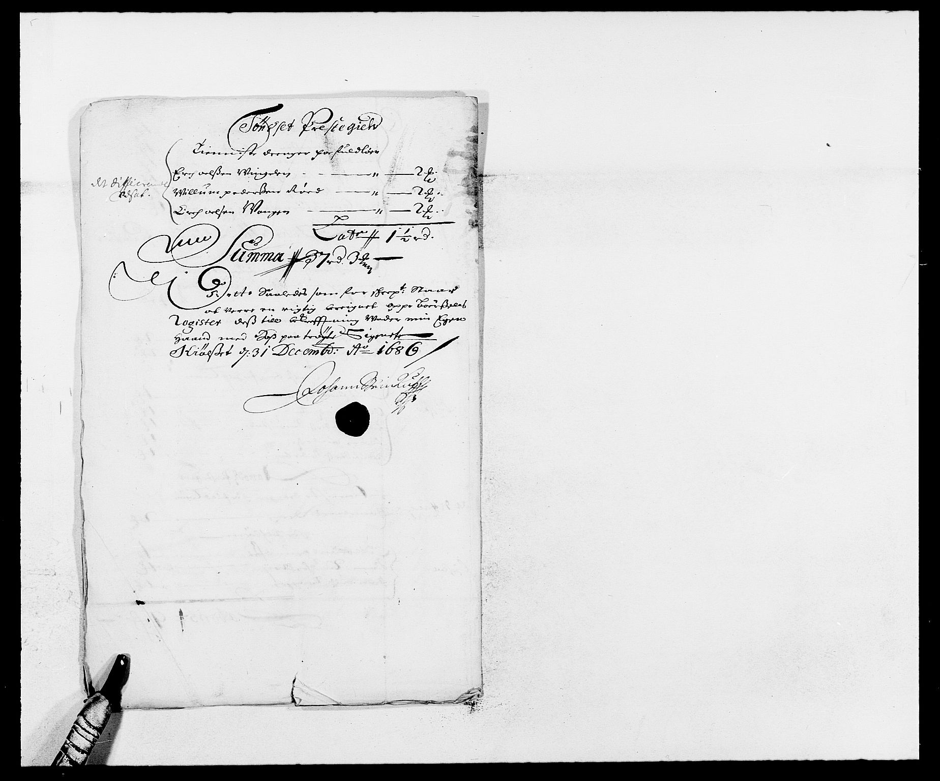 Rentekammeret inntil 1814, Reviderte regnskaper, Fogderegnskap, RA/EA-4092/R13/L0823: Fogderegnskap Solør, Odal og Østerdal, 1686, p. 231