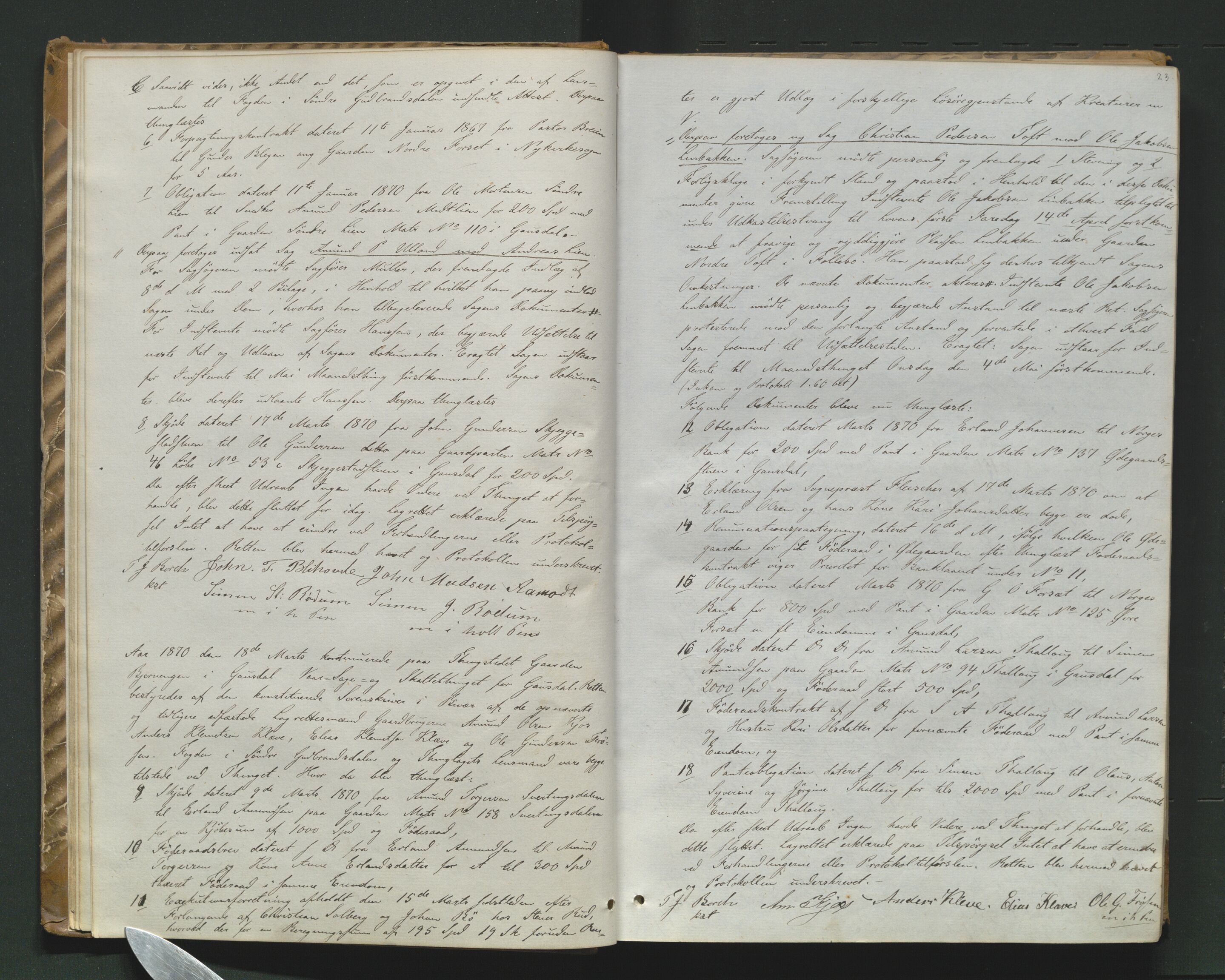 Sør-Gudbrandsdal tingrett, AV/SAH-TING-004/G/Gb/Gba/L0024: Tingbok, 1869-1874, p. 22-23